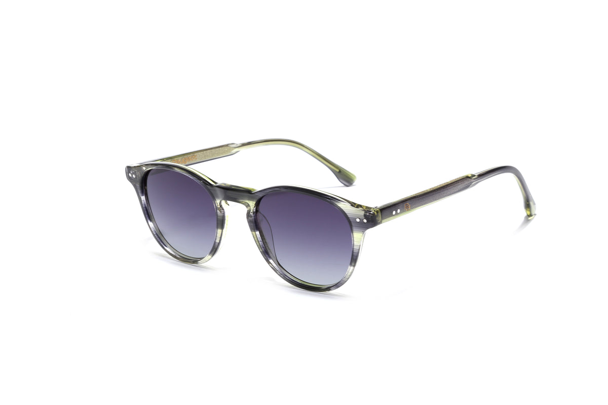 Unisex Corvina Round Handcrafted Acetate Sunglasses – Polarized UV400 Lens – Green/Gray