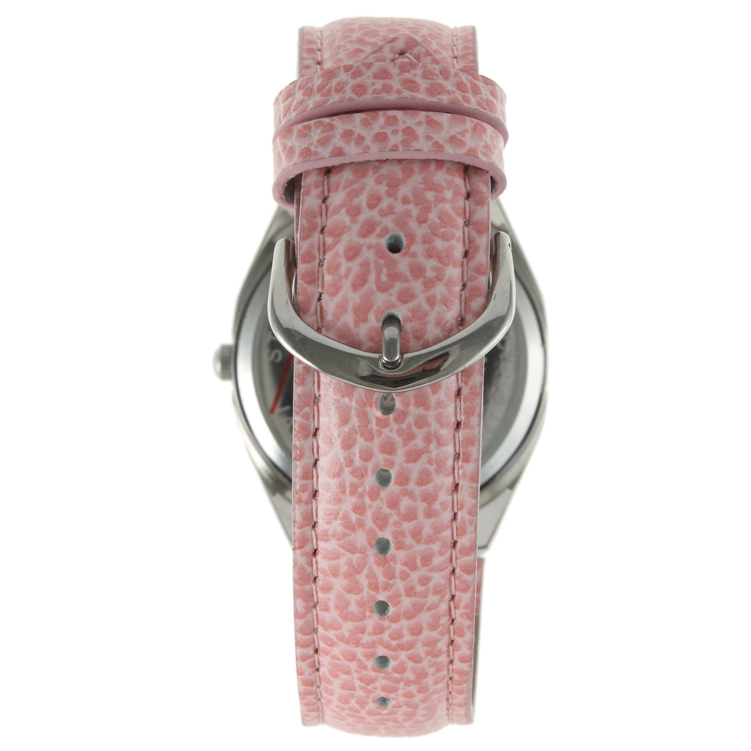 Women's 37mm Pink Watch with Crystal Bezel Leather Band