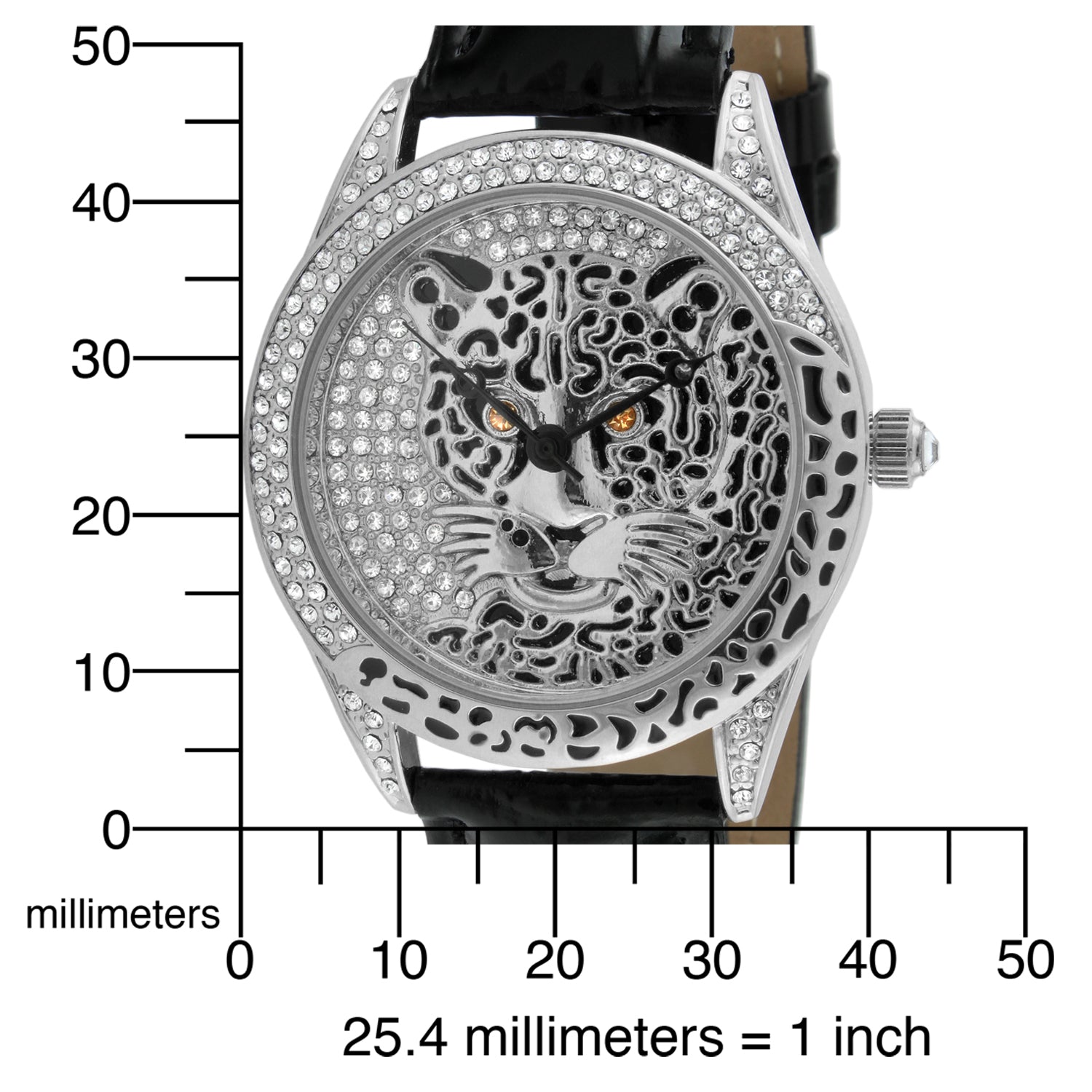 Women's Couture Silver Watch Leopard Dial Swarovski Crystal