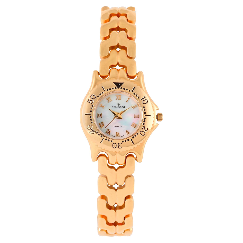 Womens Round 25mm 14K Gold Plated Wrist Watch- Mother of  display picture 3