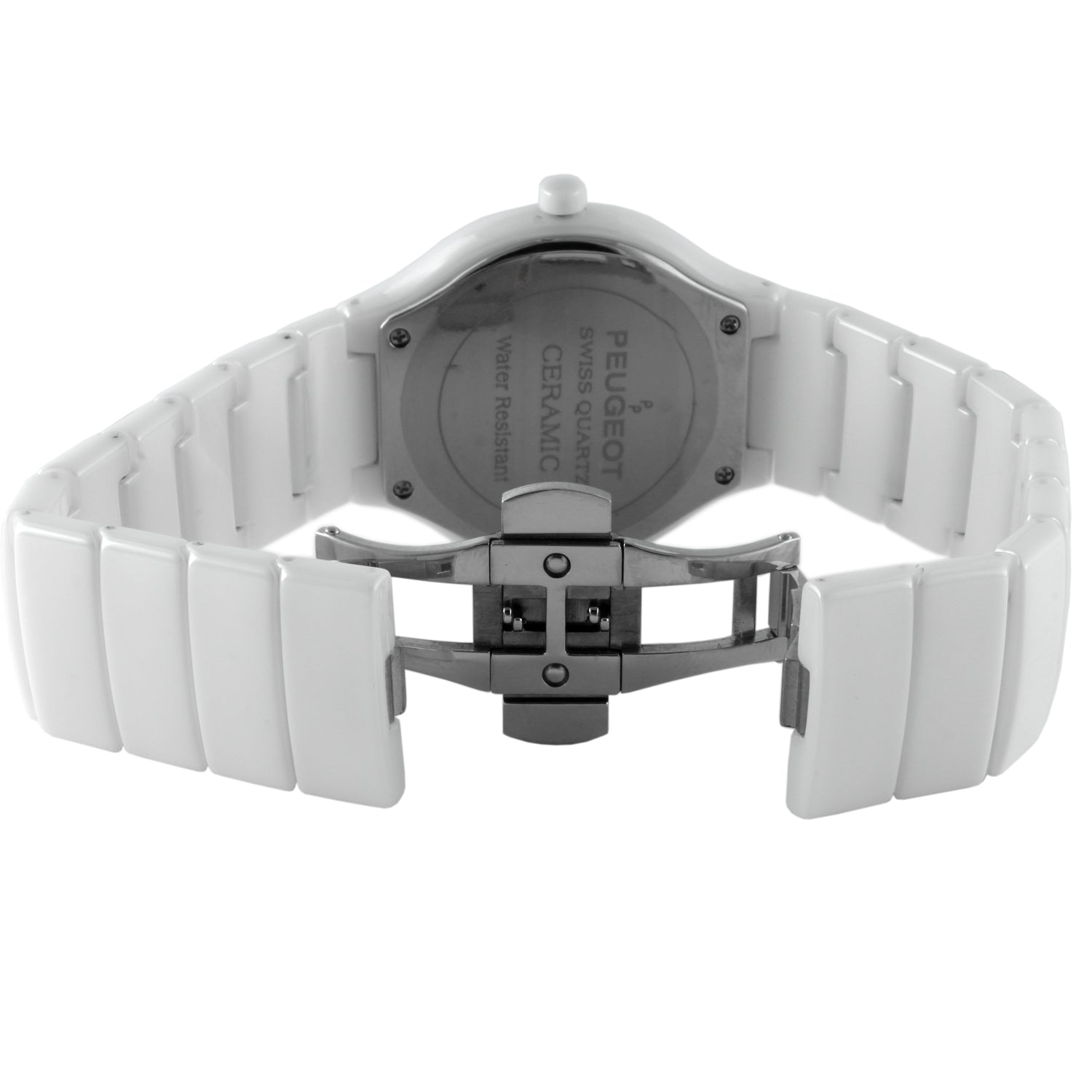 Women's Swiss Round 40mm Ceramic Bracelet Watch with Crystal Numerals