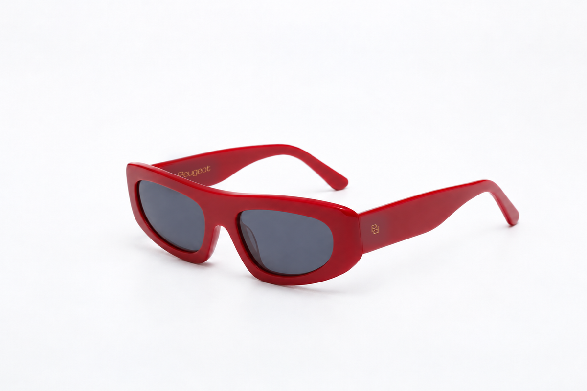 Women's Solara II Slim Wrap Handcrafted Acetate Sunglasses – Polarized UV400 Lens– Cherry-Red/Gray
