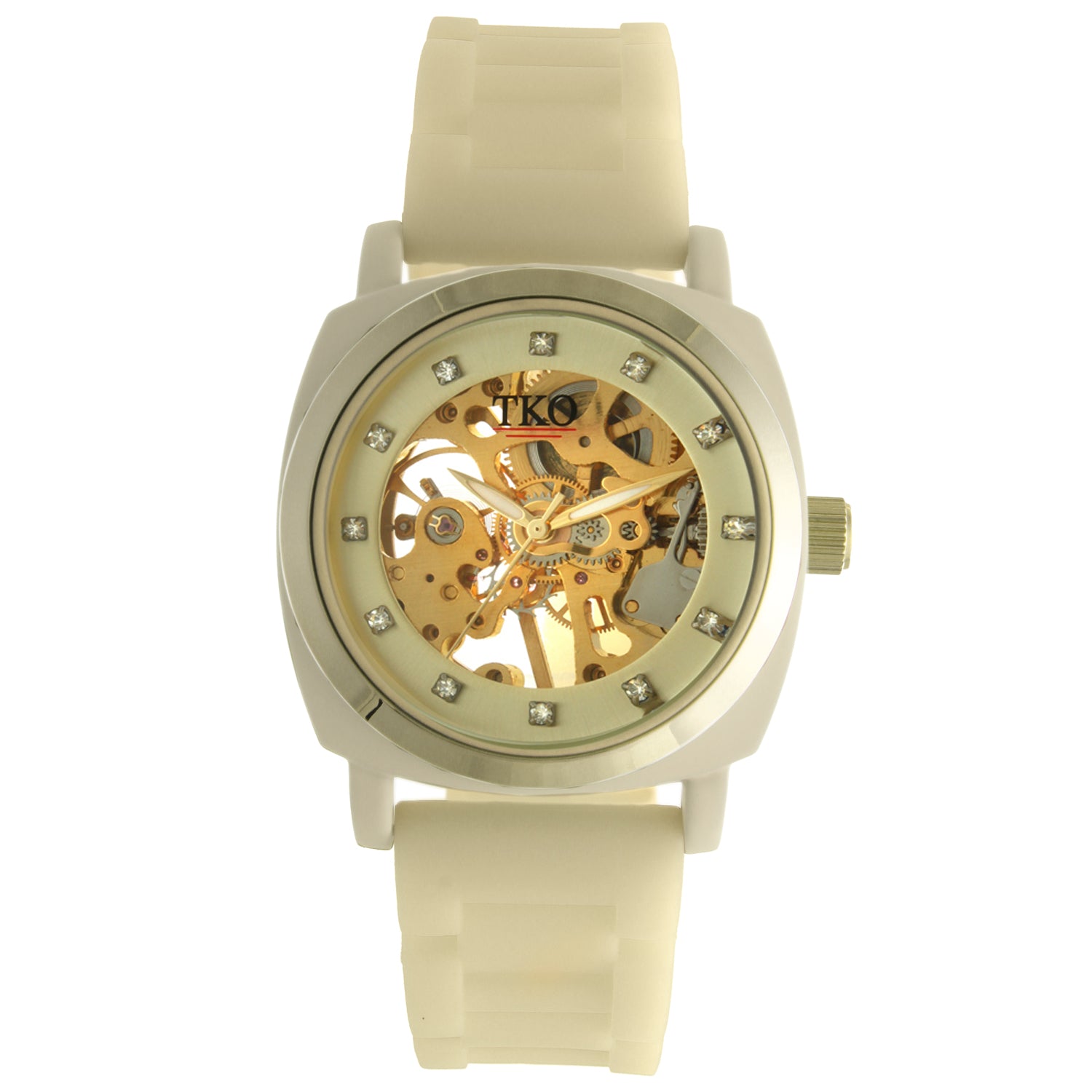 TKO 40mm Mechanical Skeleton Watch- Cream