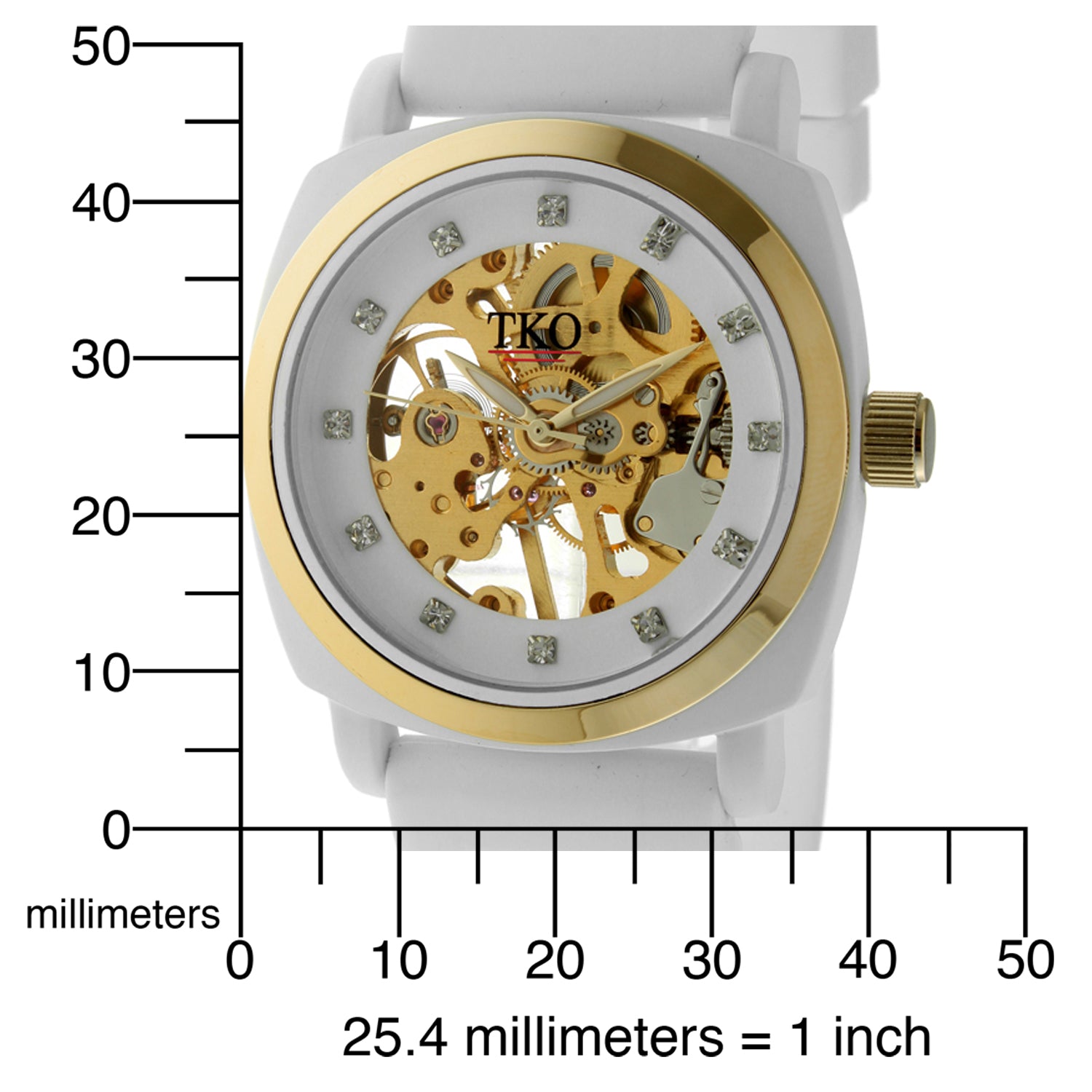TKO 40mm Mechanical Skeleton Watch- White