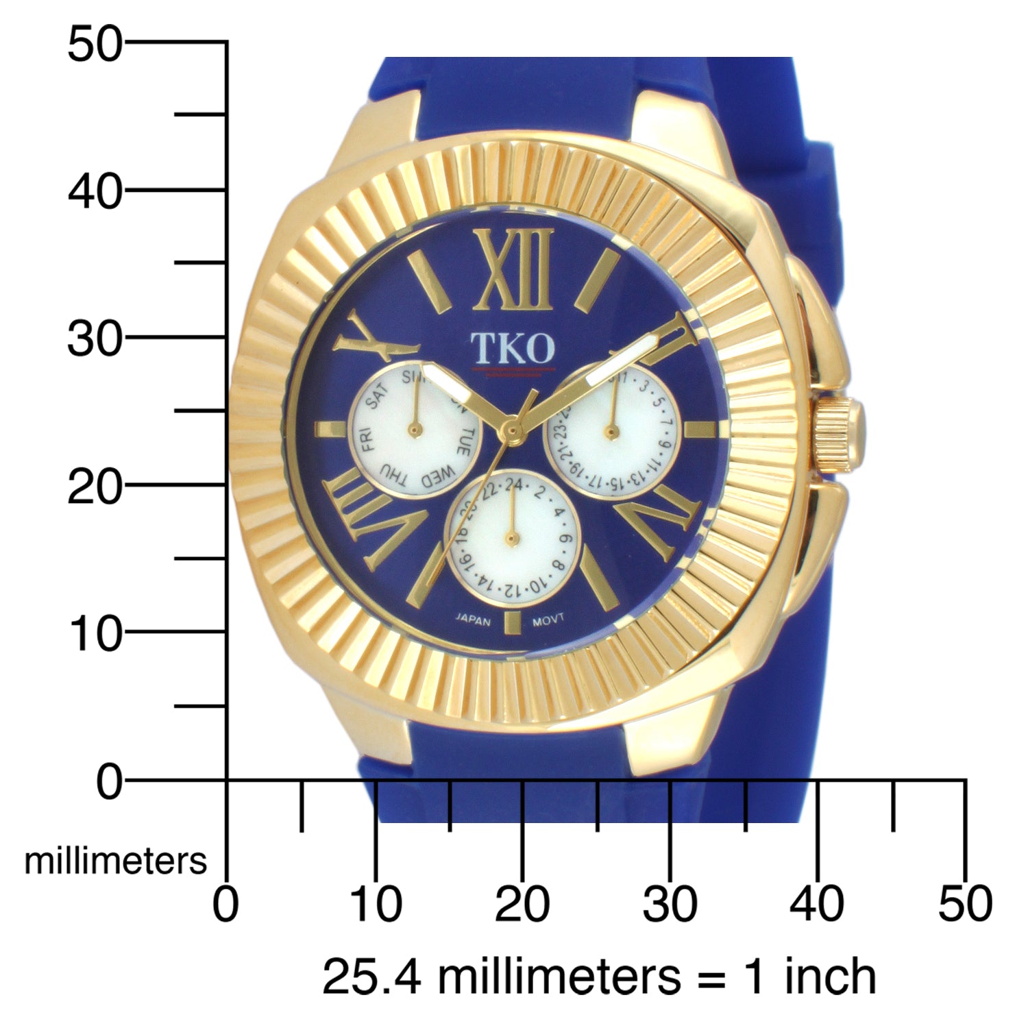 TKO Multi-Function Watch with Fluted Bezel - Blue