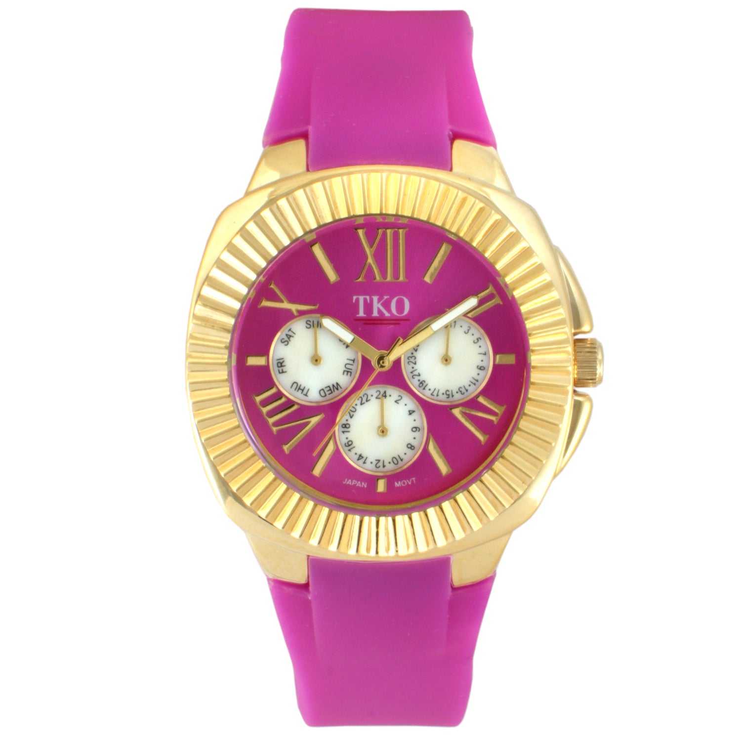 TKO Multi-Function Watch with Fluted Bezel - Purple