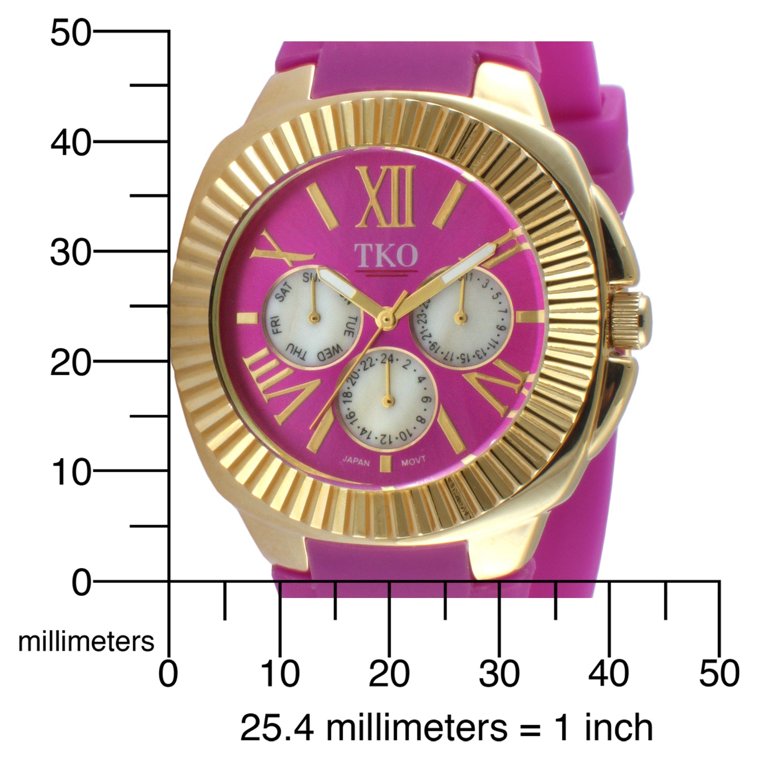TKO Multi-Function Watch with Fluted Bezel - Purple