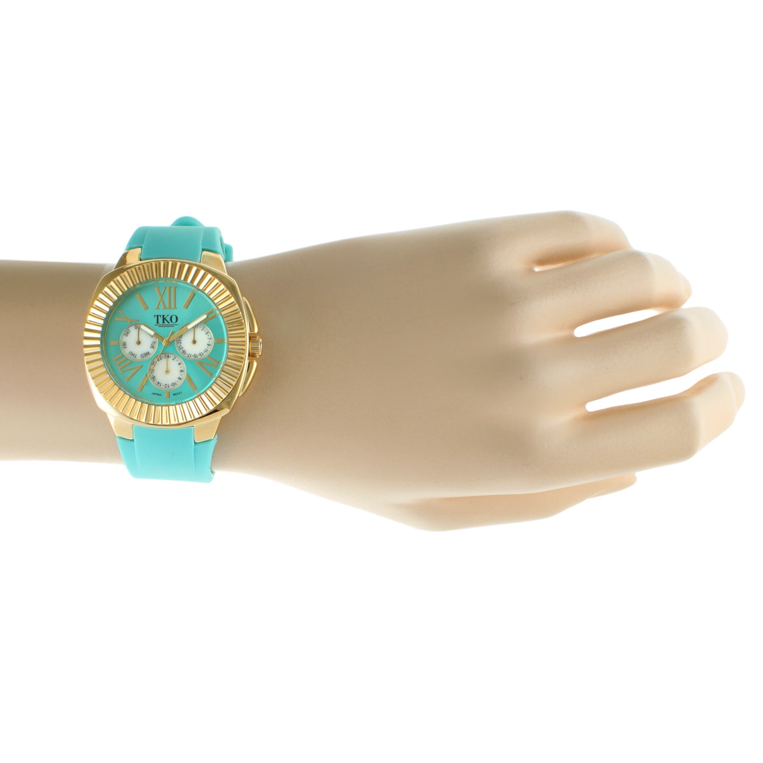 TKO Multi-Function Watch with Fluted Bezel - Turquoise