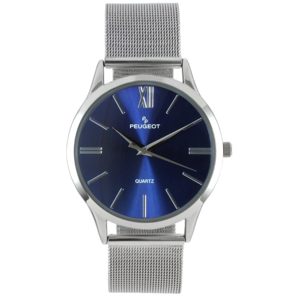 Vintage Peugeot Men\'s Quartz Watch Blue Dial Date Stainless Steel Expansion Band Peugeot Men main image 4