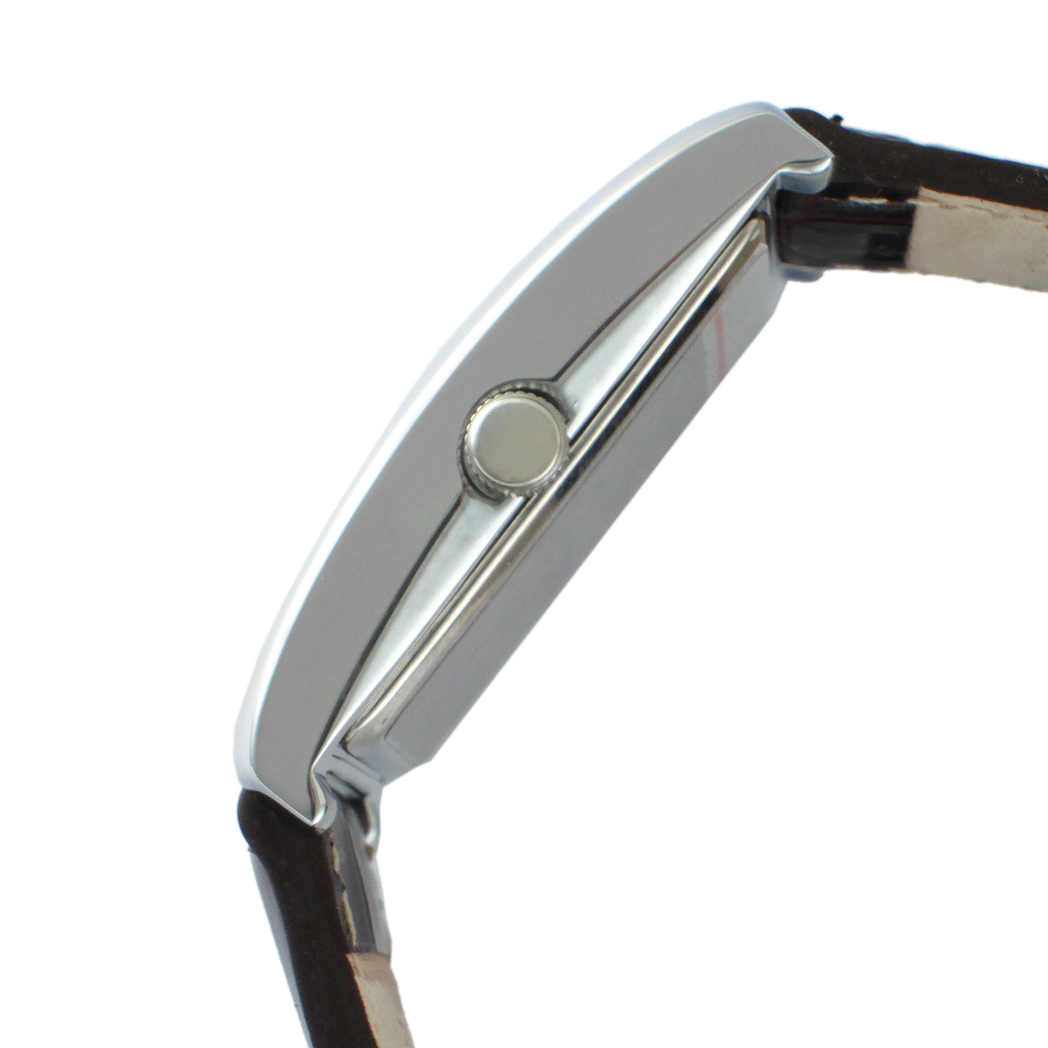 Men's 30X40mm Silver Tank Shape Watch with Black Strap