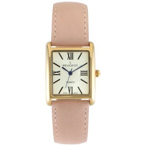 Women's Tank Watch Roman Dial Pink Suede Leather Strap