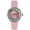 women 38mm round watch pink face with 350 floating cz in bezel and diamond markerson dial 