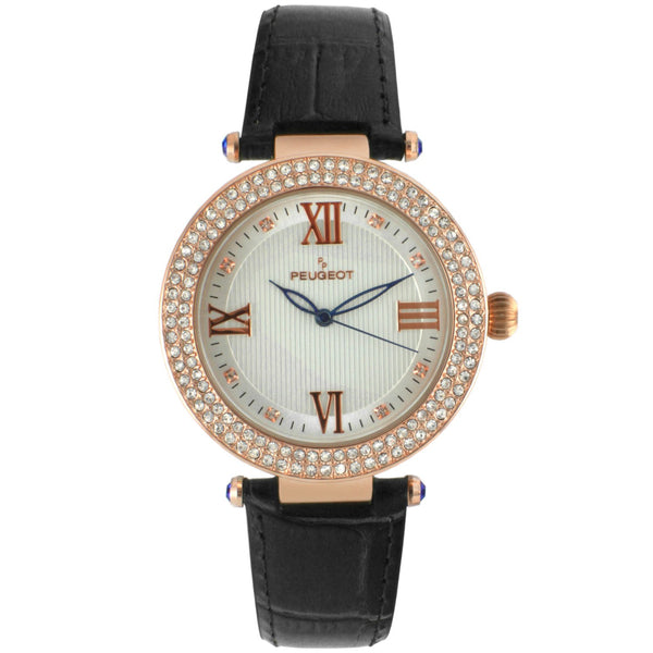 Women's Rose Gold Leather Watch - Peugeot Watches