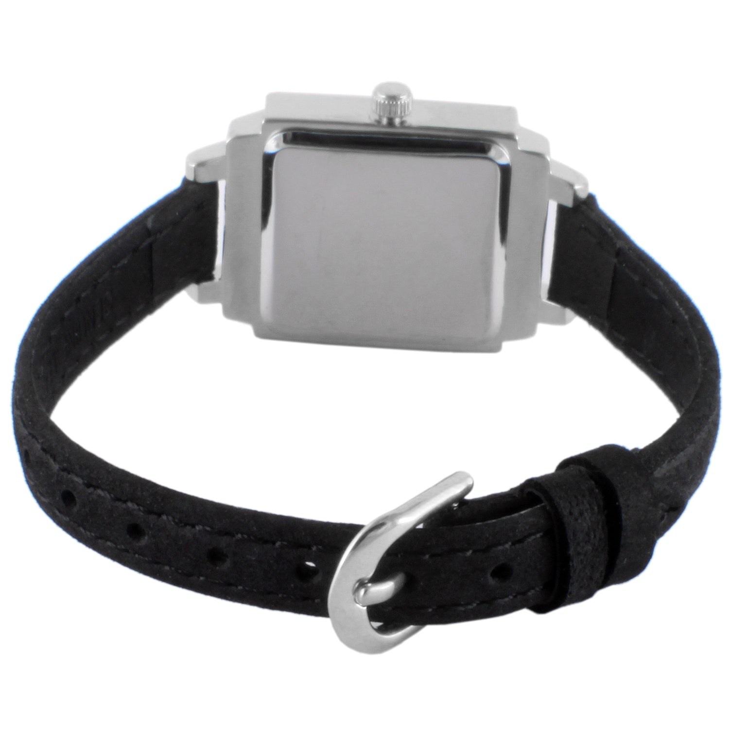 Women's 22mm Silver Crystal Watch With Black DIal & Strap