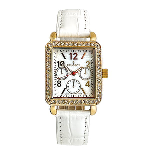 Women's 35x30mm 14K Gold Plated Square Dress Watch - European Crystals