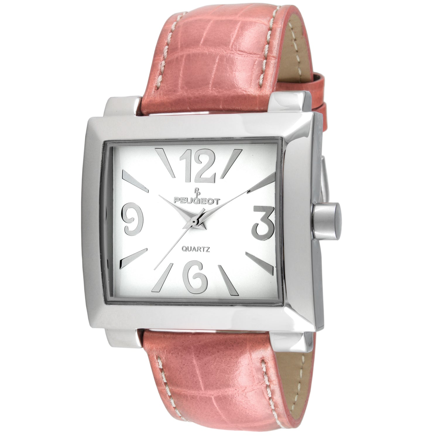 Women's Square 35x40mm Easy Read Big Face Watch with Leather Band