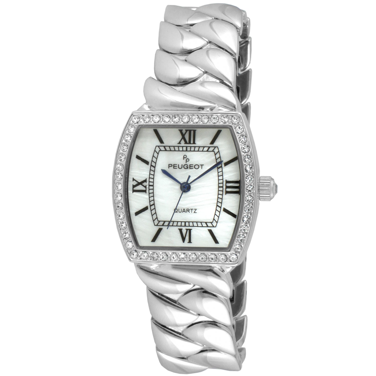 Women 34mm Barrel Shape Crystal Bezel Bracelet Watch