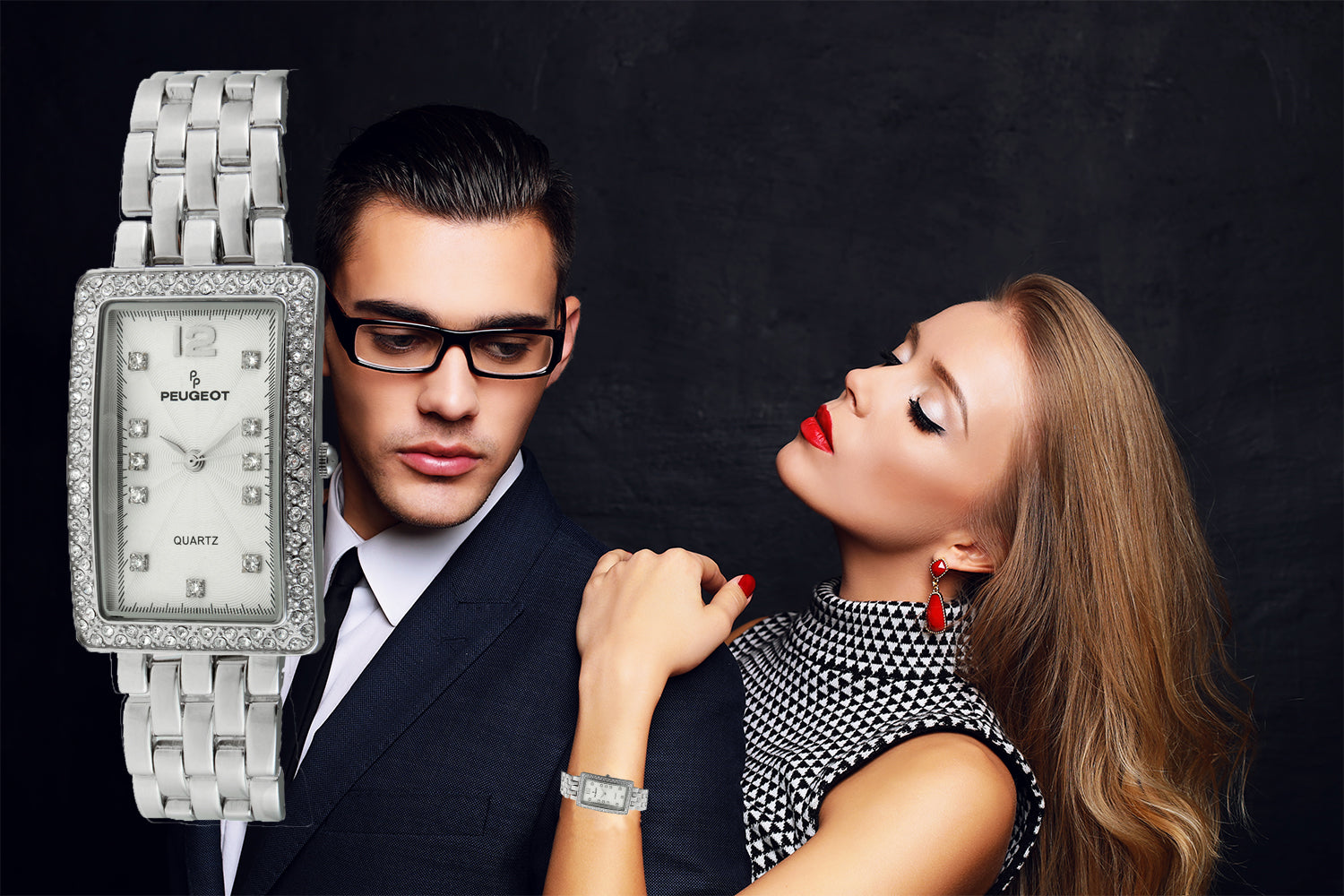 Women's 40x25mm Silver Bracelet Watch with Crystal Bezel