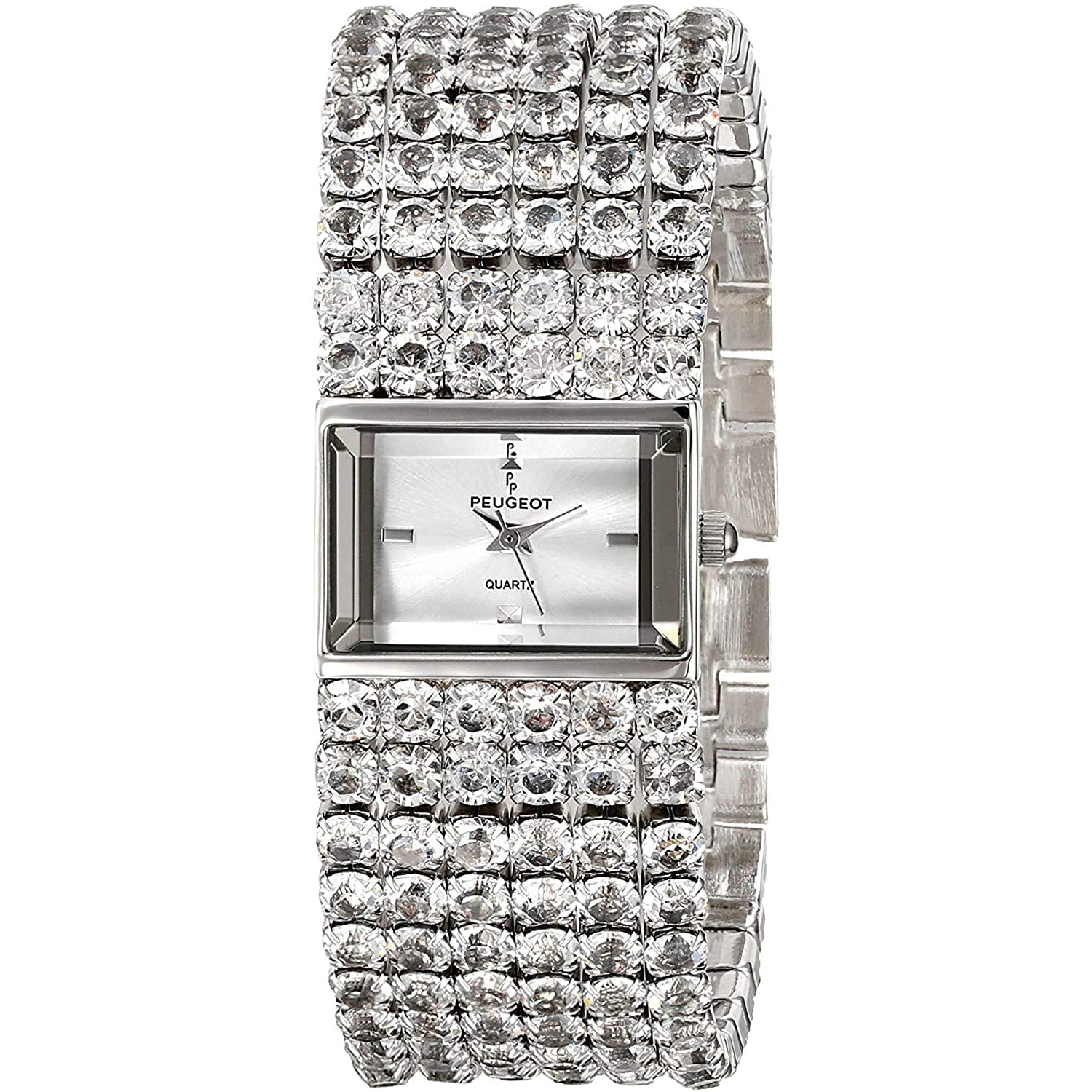 Women's Jeweled Evening Watch - 6 Strands of Genuine Swarovski Crystals