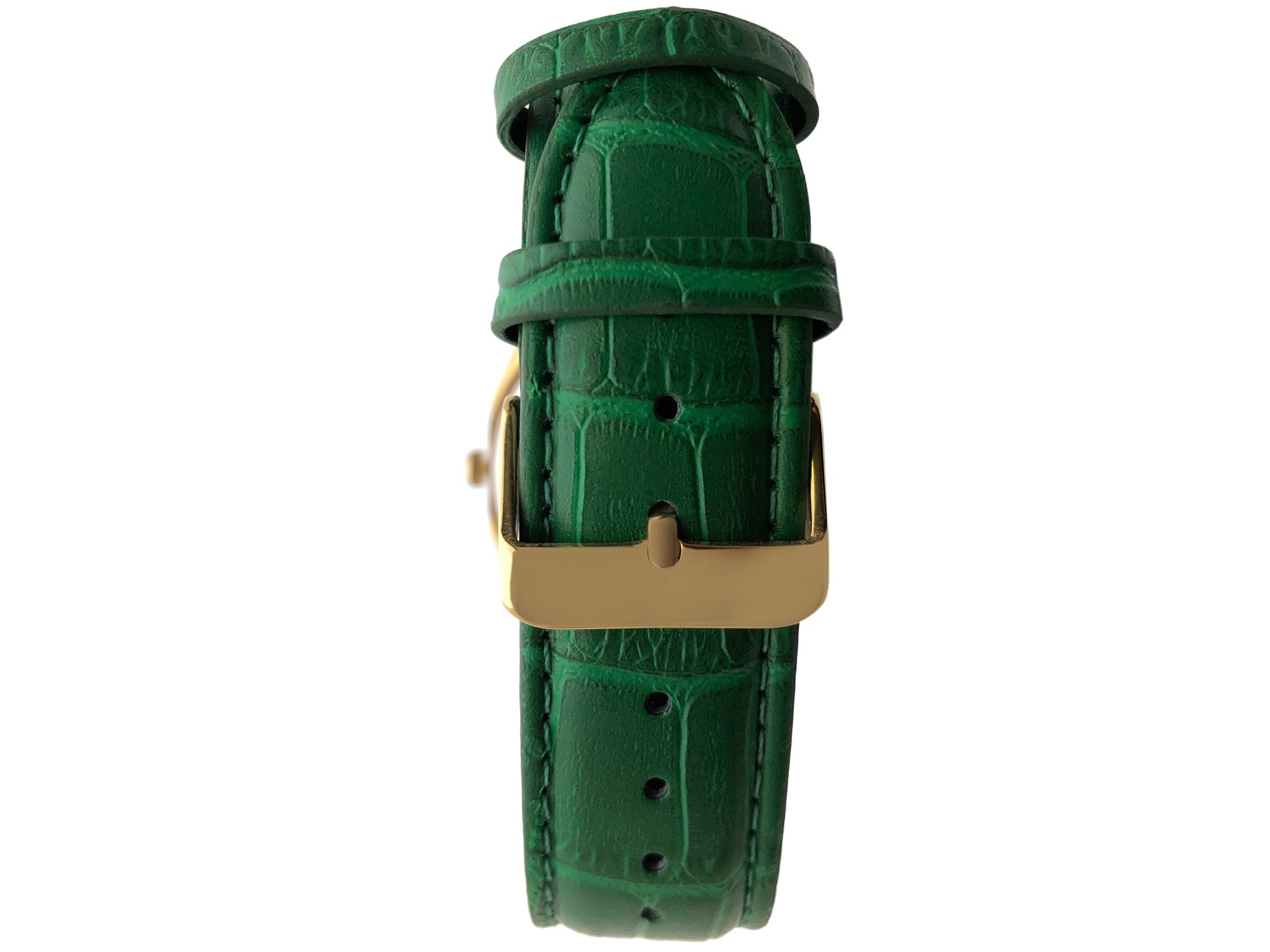Women's 37mm Green Watch with Crystal Bezel Leather Band