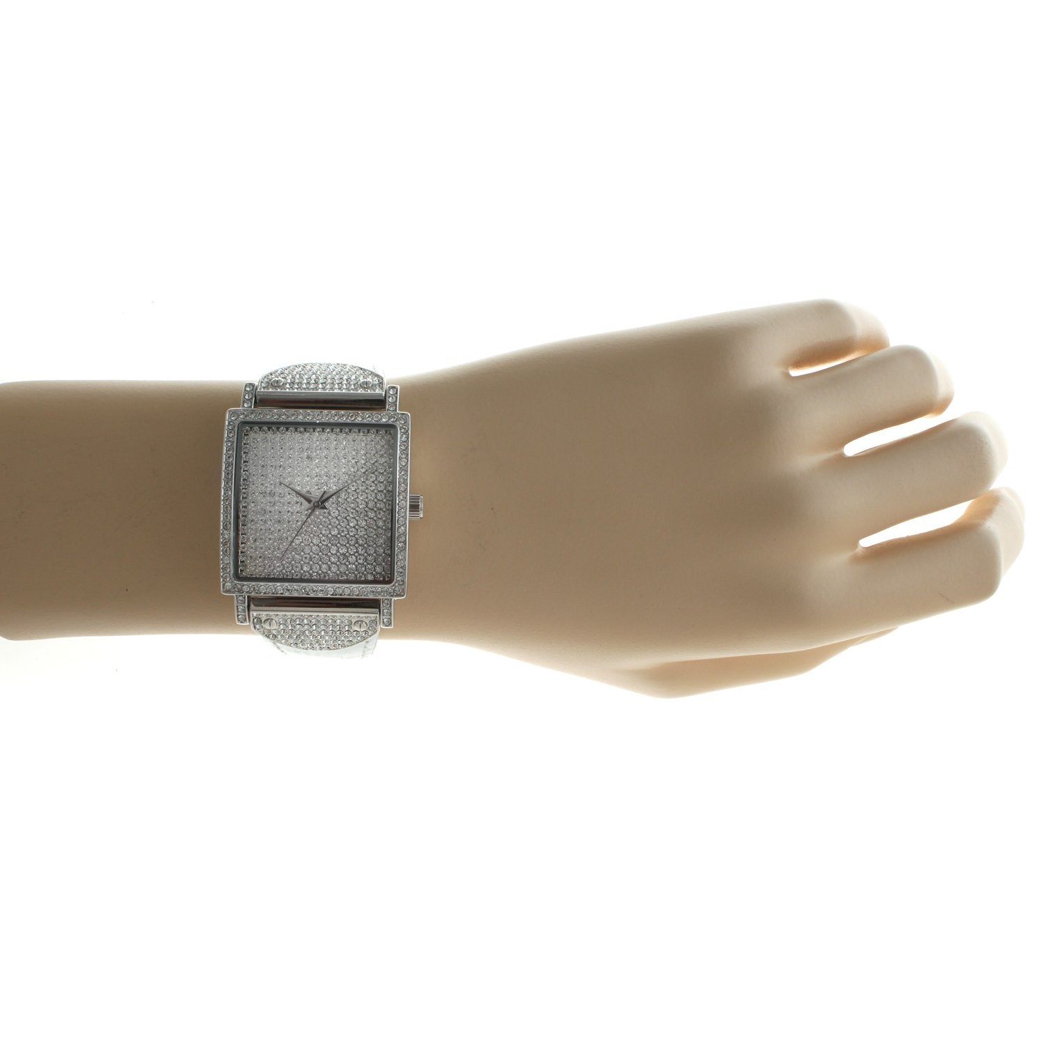 Women's Crystal Couture White Watch Pavet Face with Leather Bands