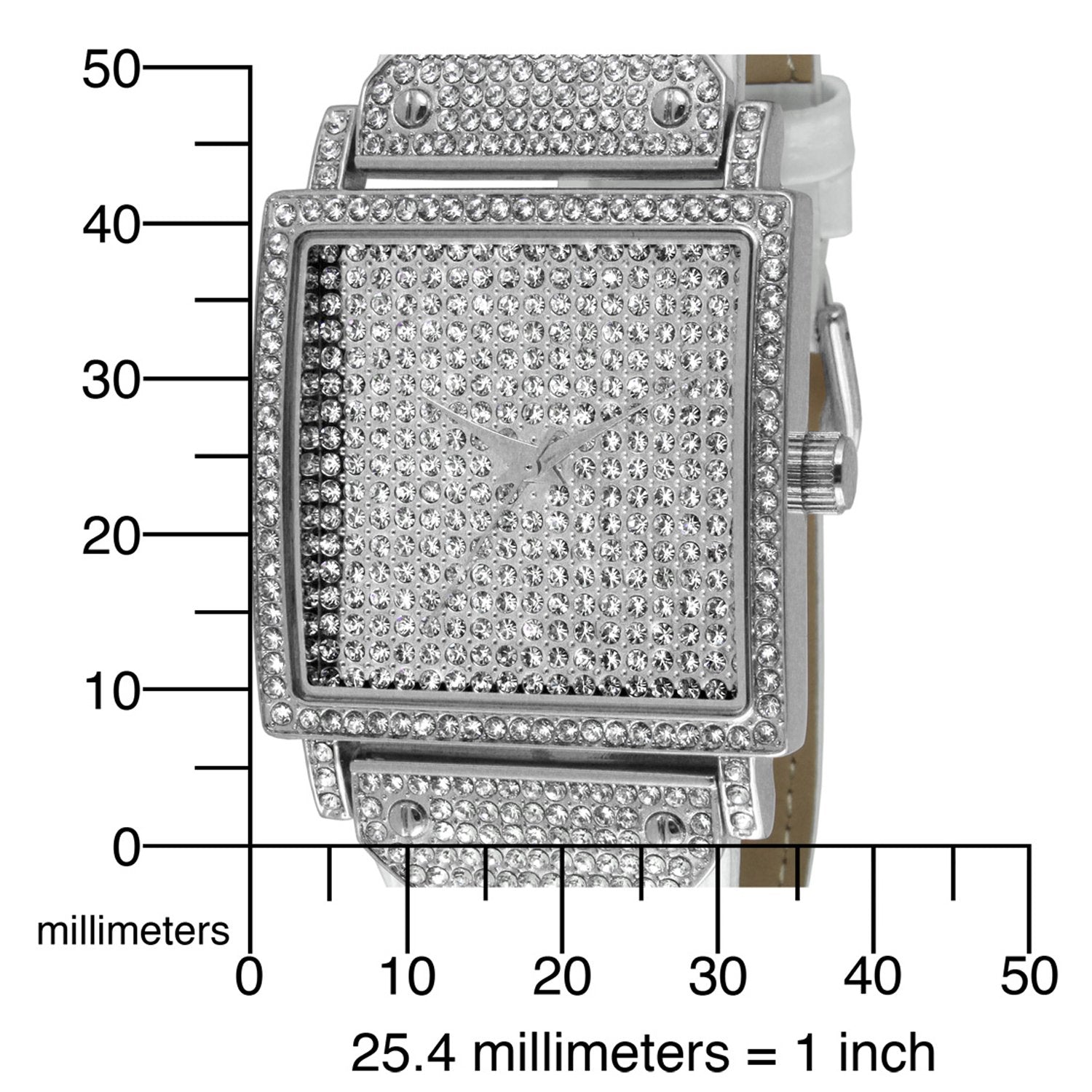 Women's Crystal Couture White Watch Pavet Face with Leather Bands