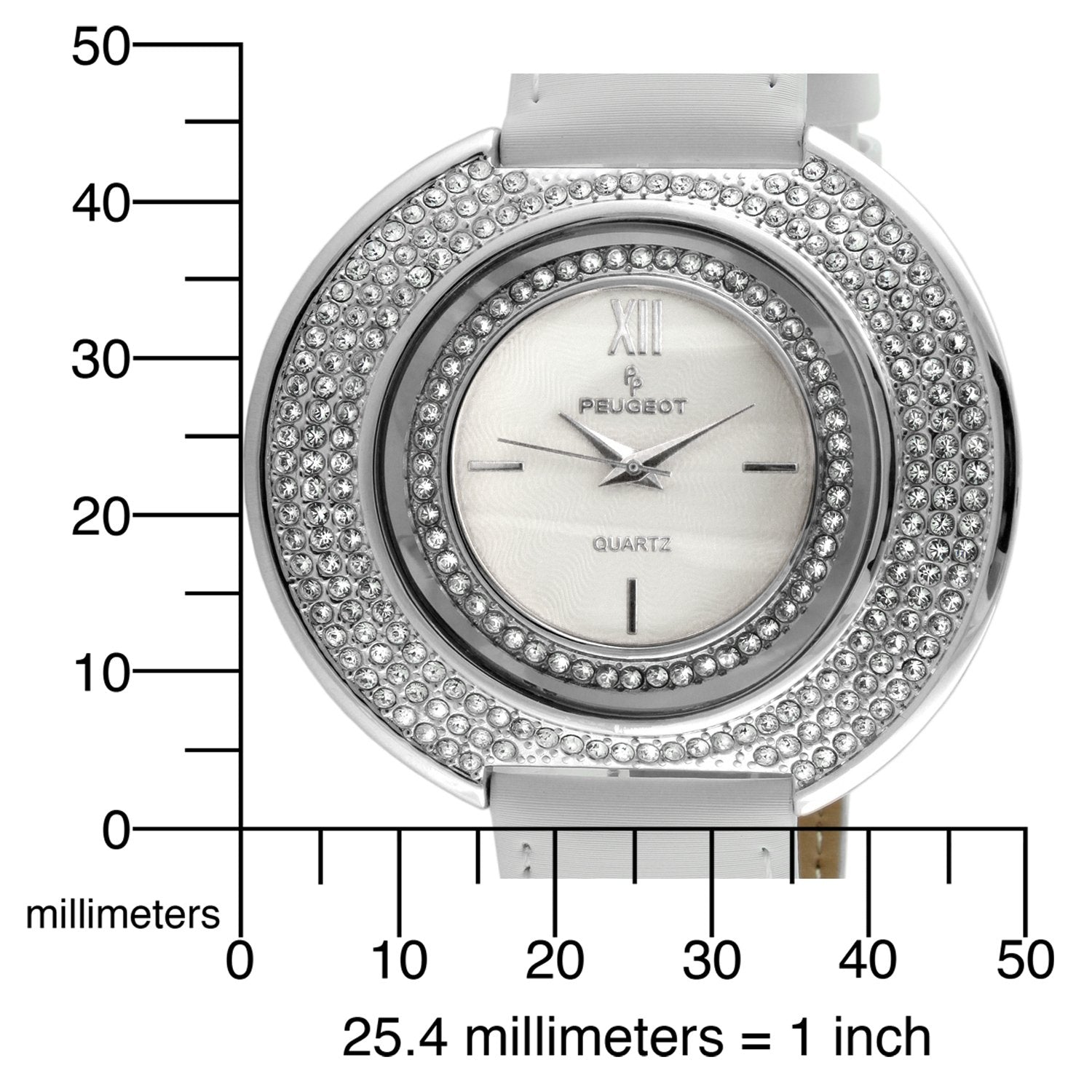 Women's Couture Crystal Silver Watch with With Leather Band