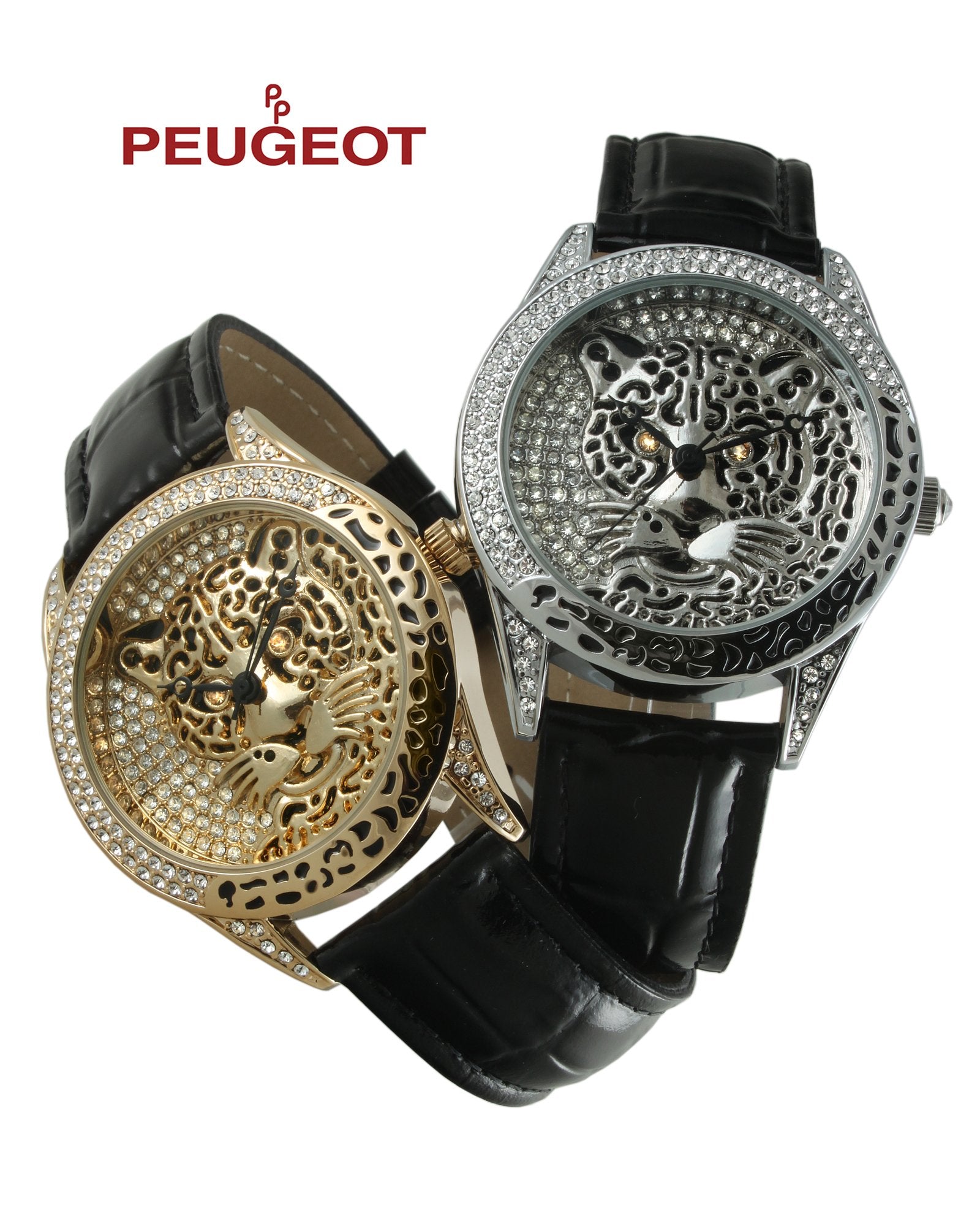 Women's Couture Silver Watch Leopard Dial Swarovski Crystal