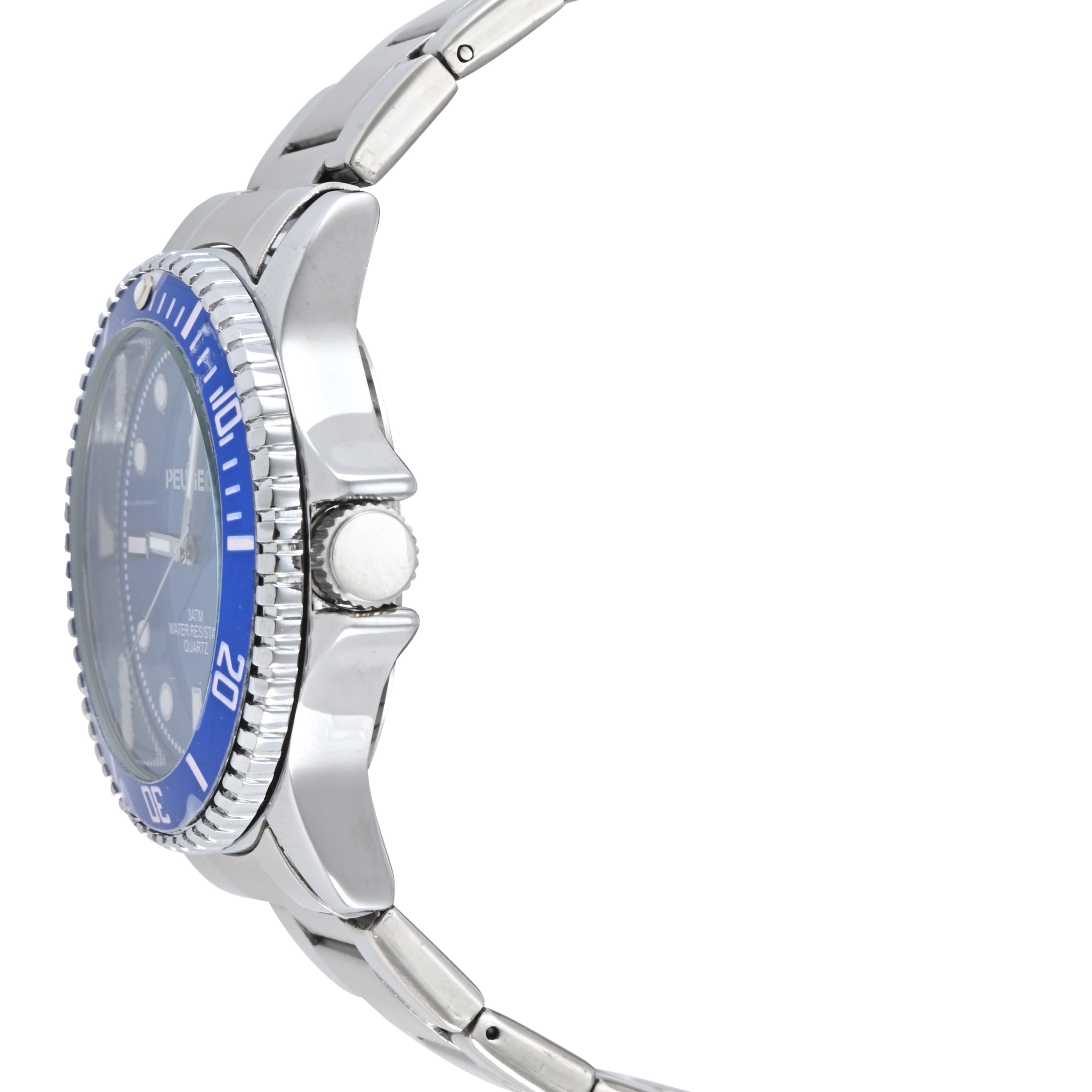 Men's 40mm Blue Dial Sport Bezel Stainless Steel Bracelet Watch