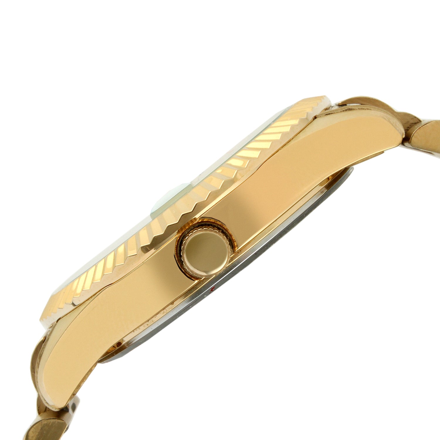 Men's 40mm White Face Fluted Bezel Gold Bracelet Watch