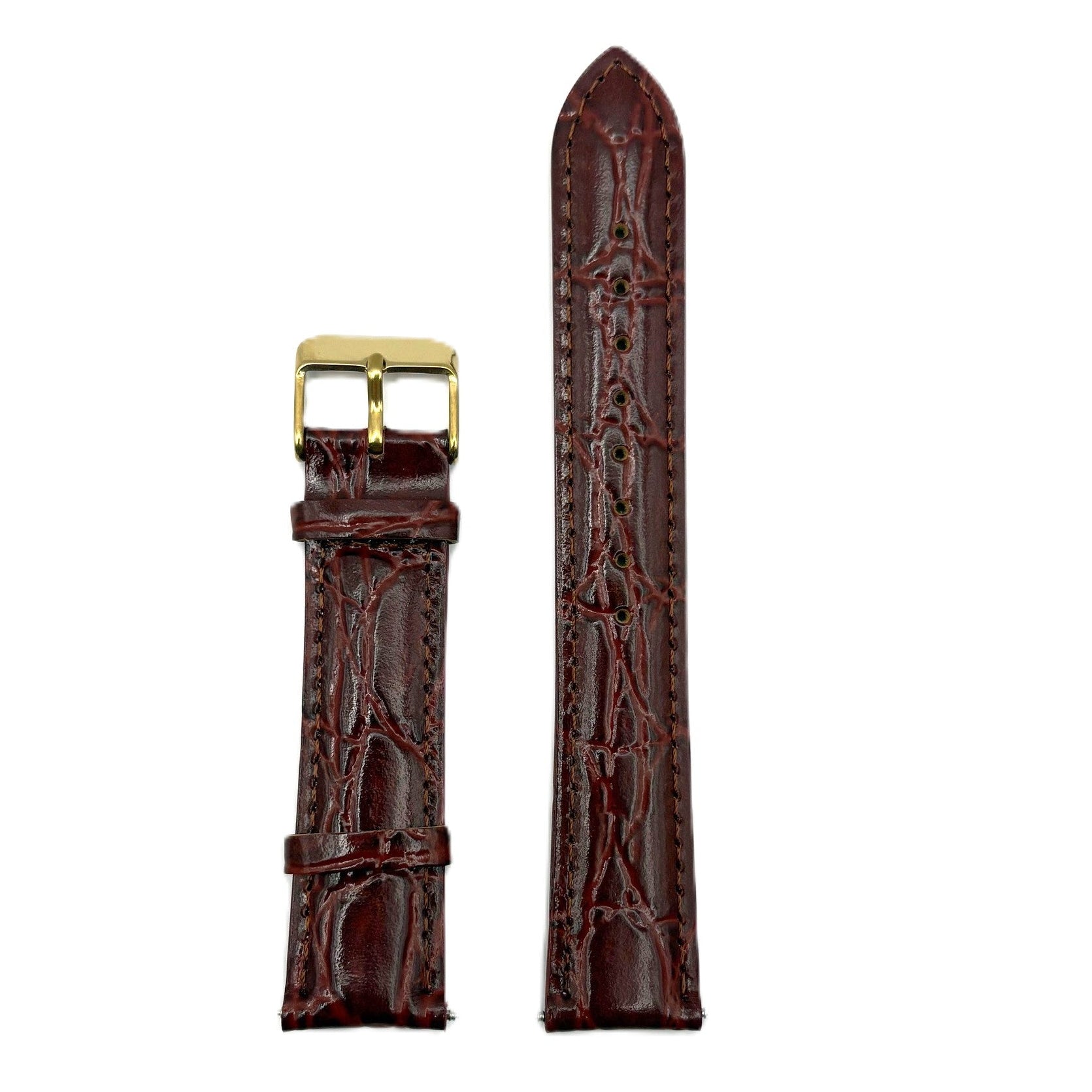 Men's Brown Lizard Embossed Leather Strap- Gold Buckle | 20MM