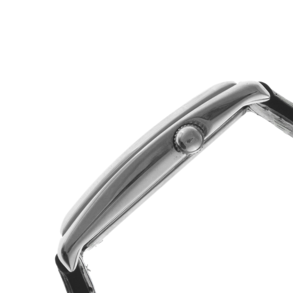 Men's Doctors Watch Silver Rectangular Large Second Hand Black Strap.