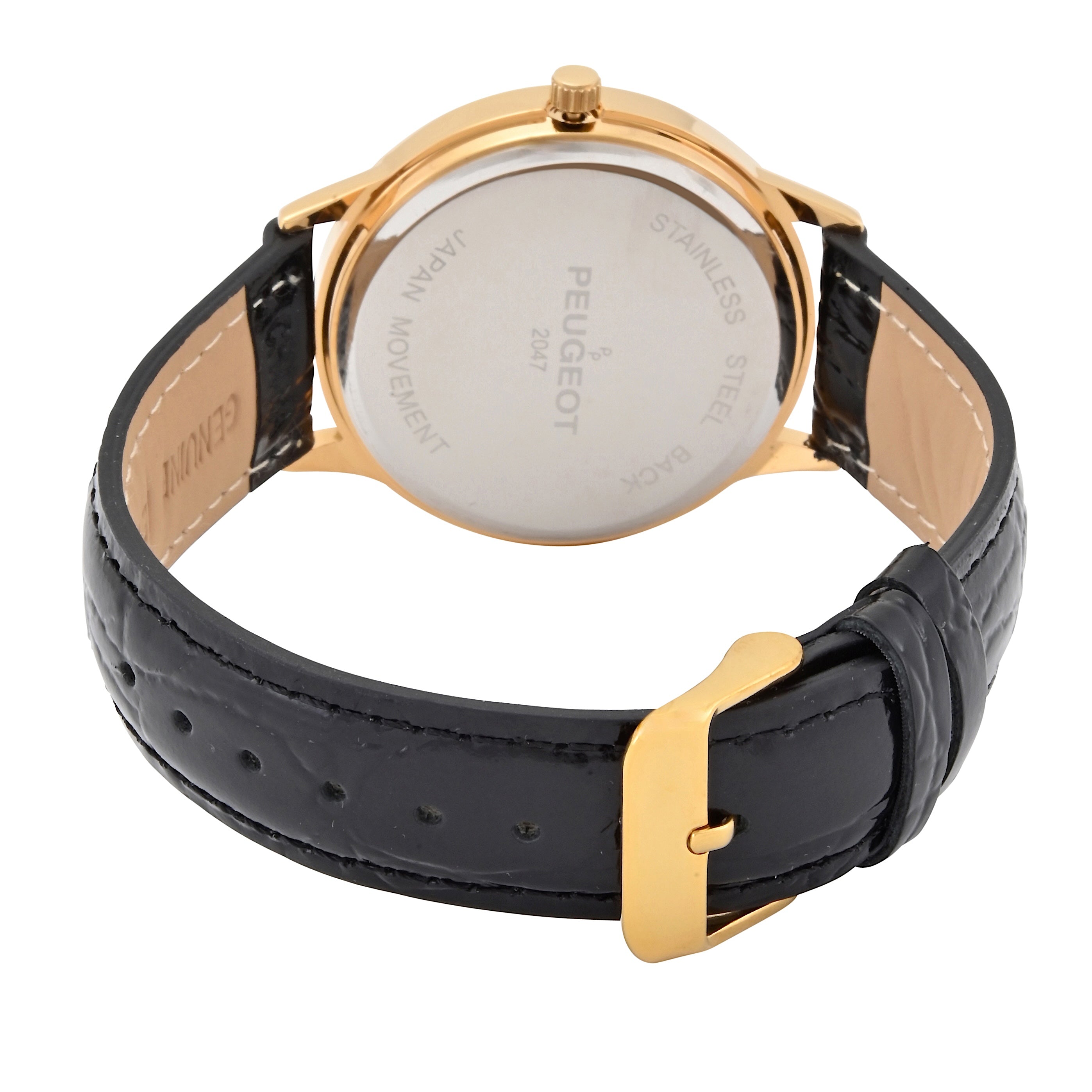 Men's 38mm White Dial Sun-Moon Leather Strap watch