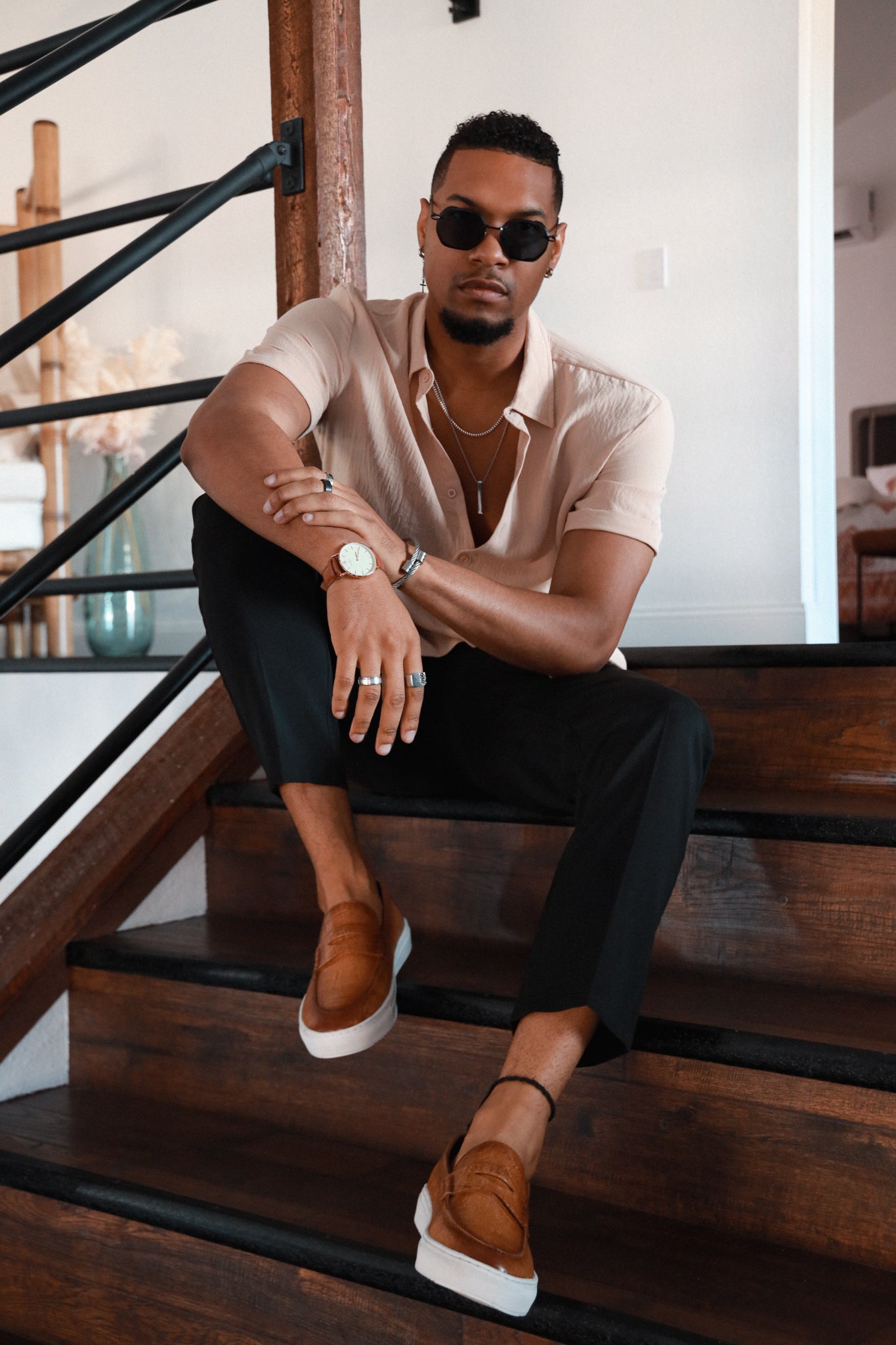 Men's 40mm Cream Dial Super Slim Leather Strap Watch