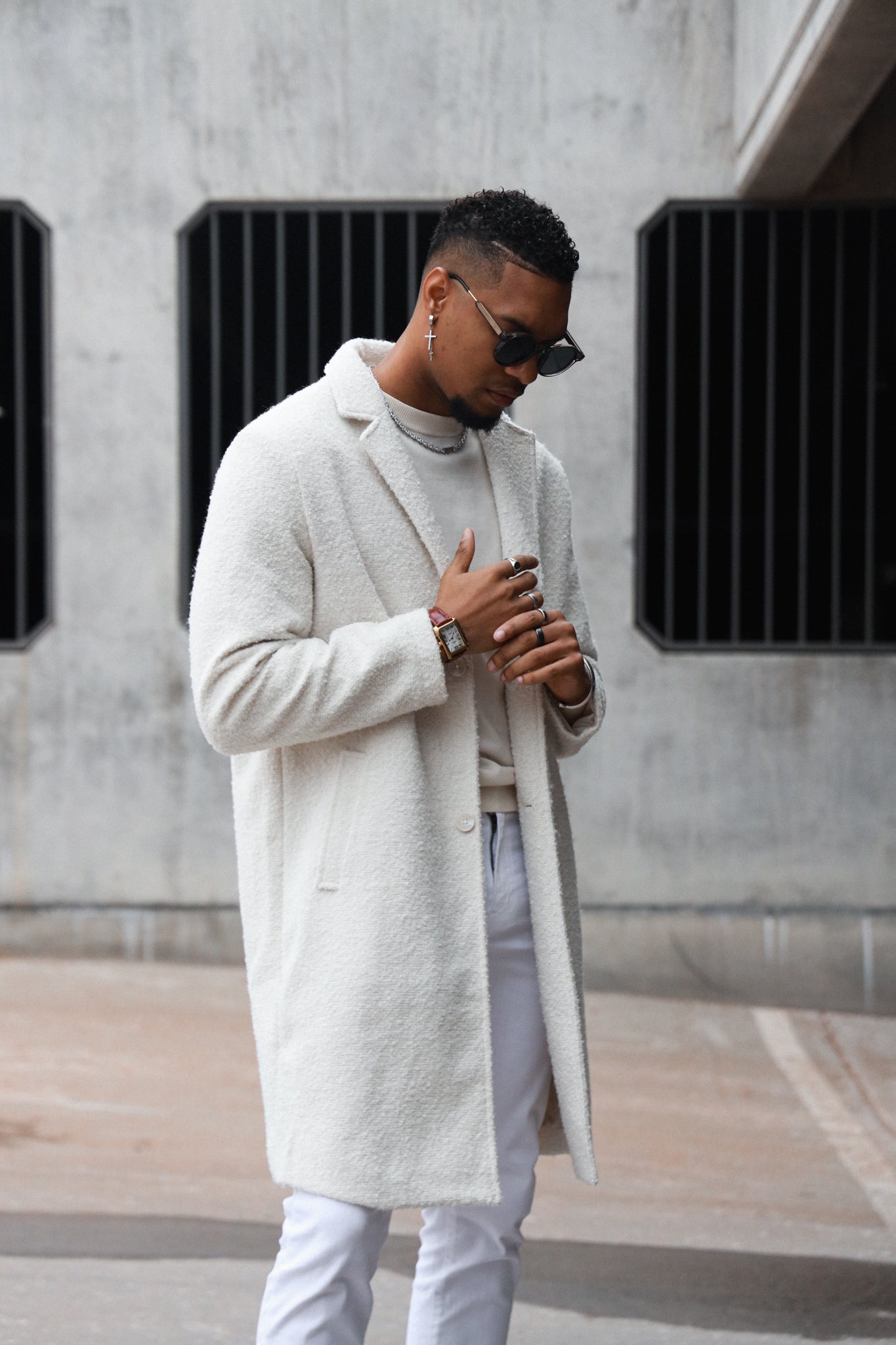 Men's 43 x 30 mm Brown Vintage Tank Leather Strap Watch