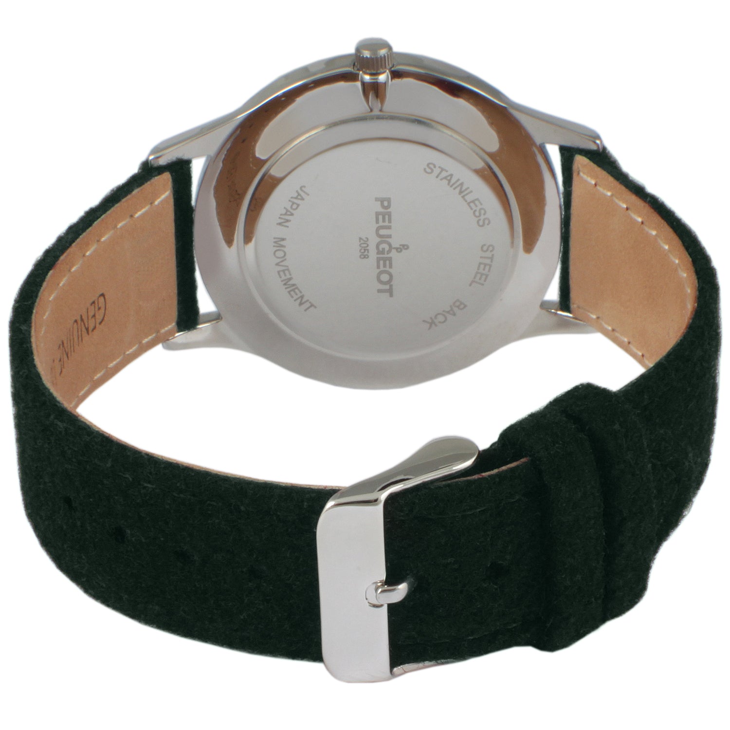 Men's Round 40mm Steel Case with Green Wool/Leather Strap