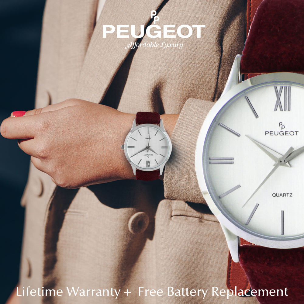 Men's Round 40mm Steel Case with Purple Wool/Leather Strap