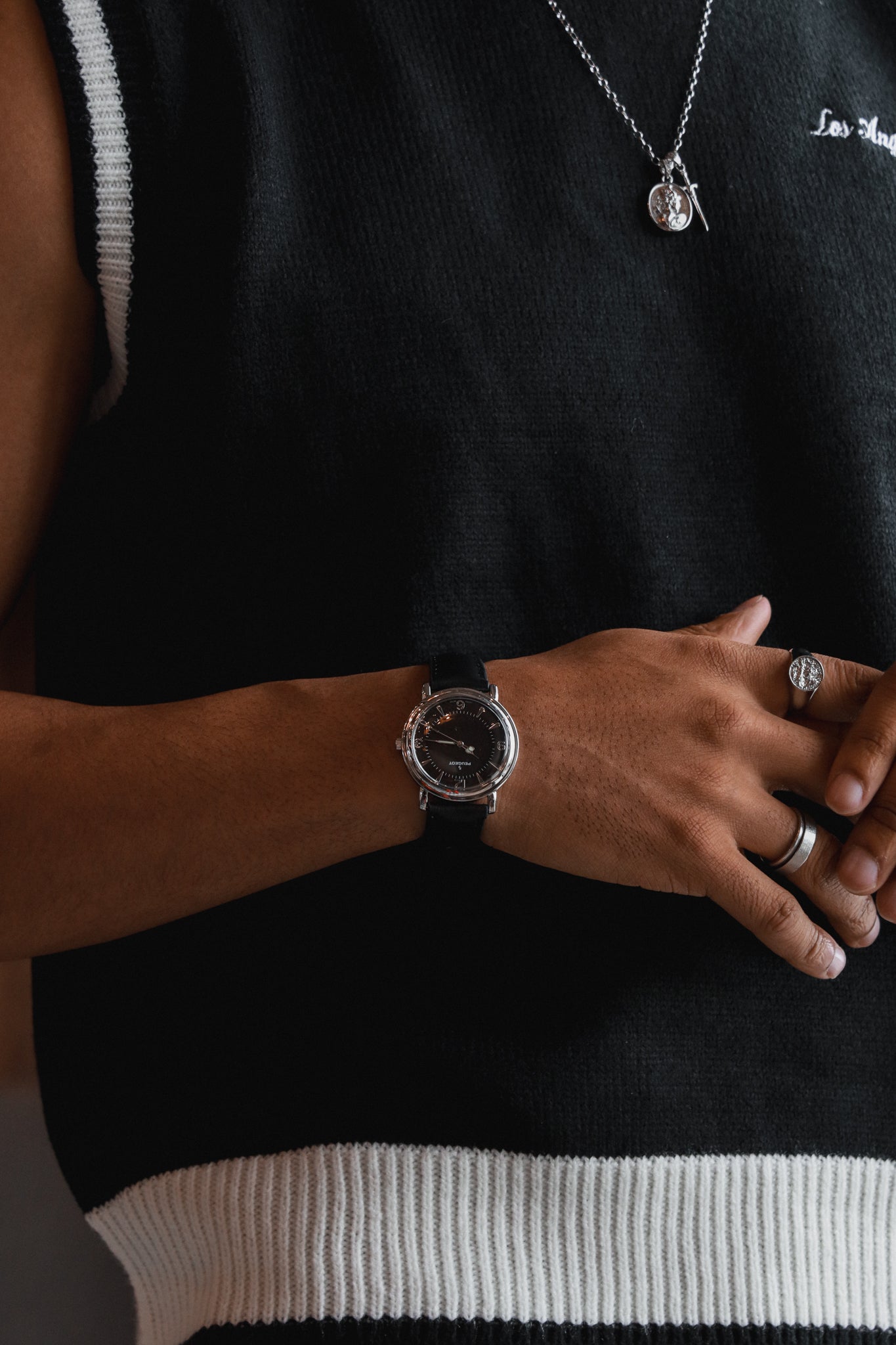 Men's 38mm Black Dial Retro Design Calf Skin Leather Strap watch