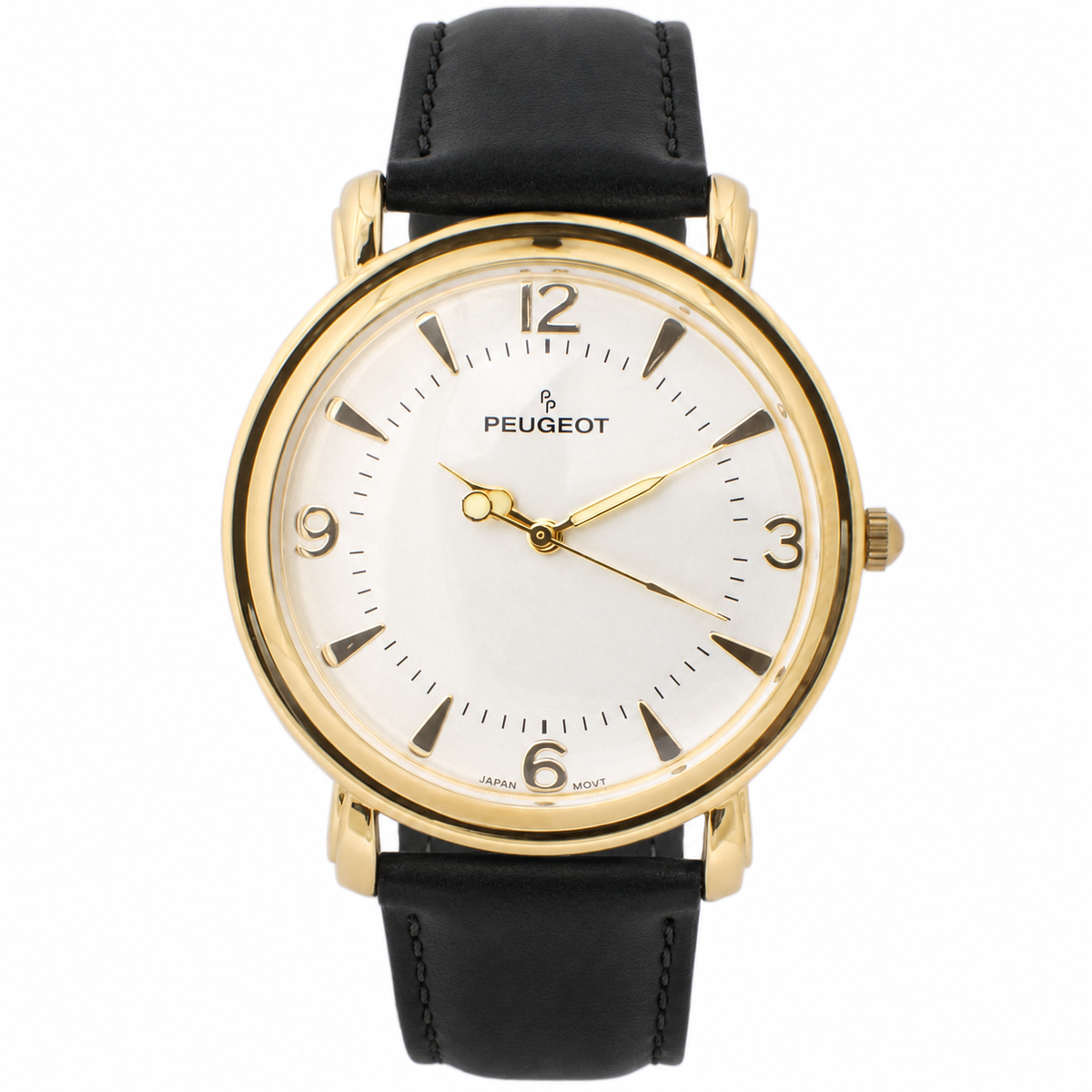 Men 38mm Gold Retro Design with Black Calf Skin Leather Strap watch