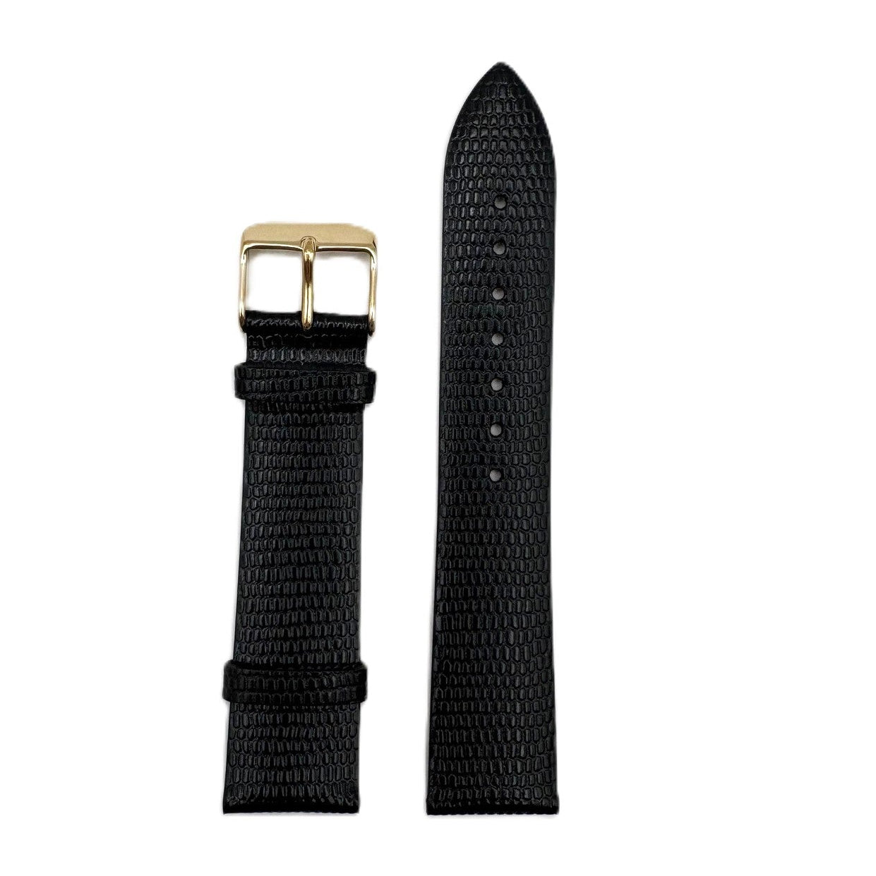 Men's Dotted Textured Black Leather Strap- Gold Buckle | 20MM
