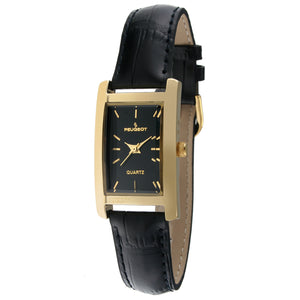 Women's 34x20mm Contour Dress Watch Black Leather Strap