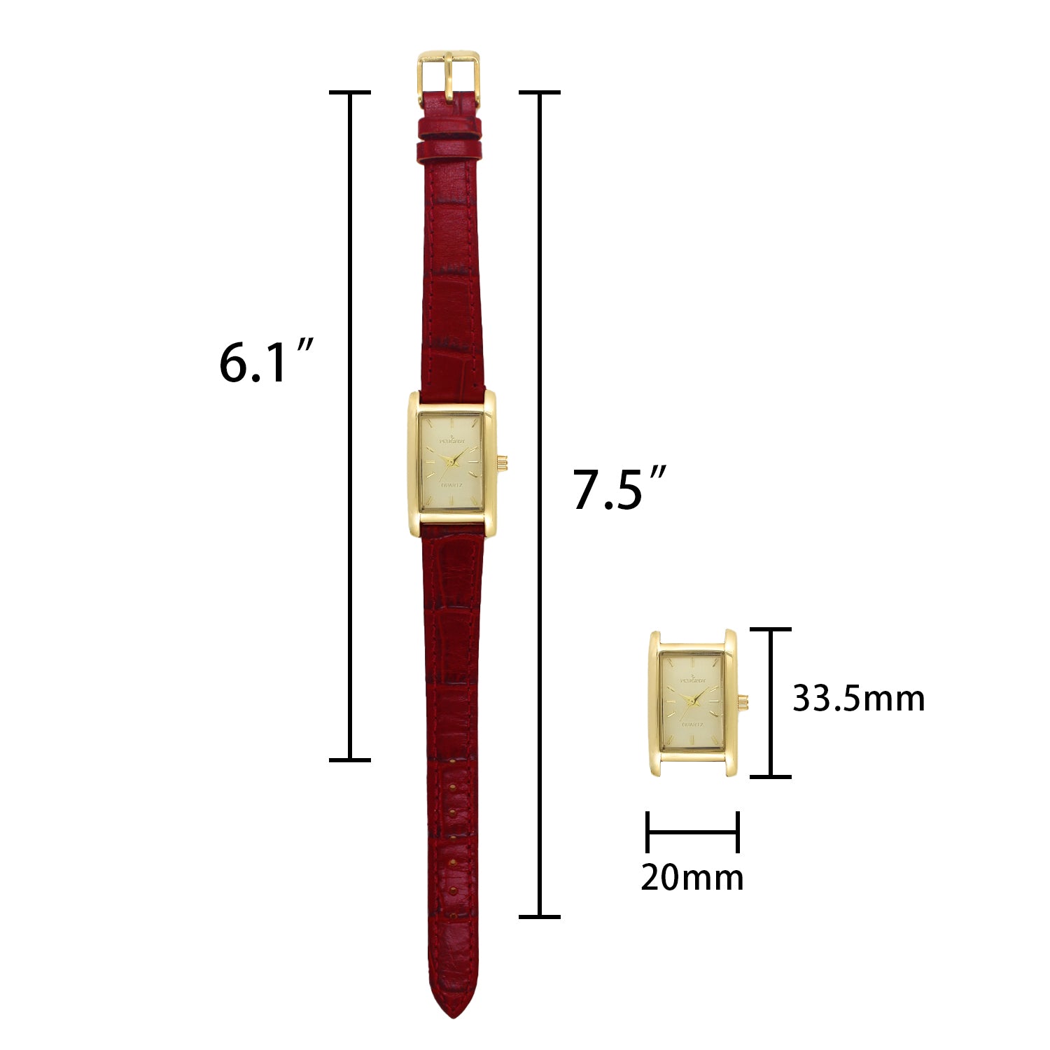 Women's 34x20mm Contour Dress Watch Brown Leather Strap