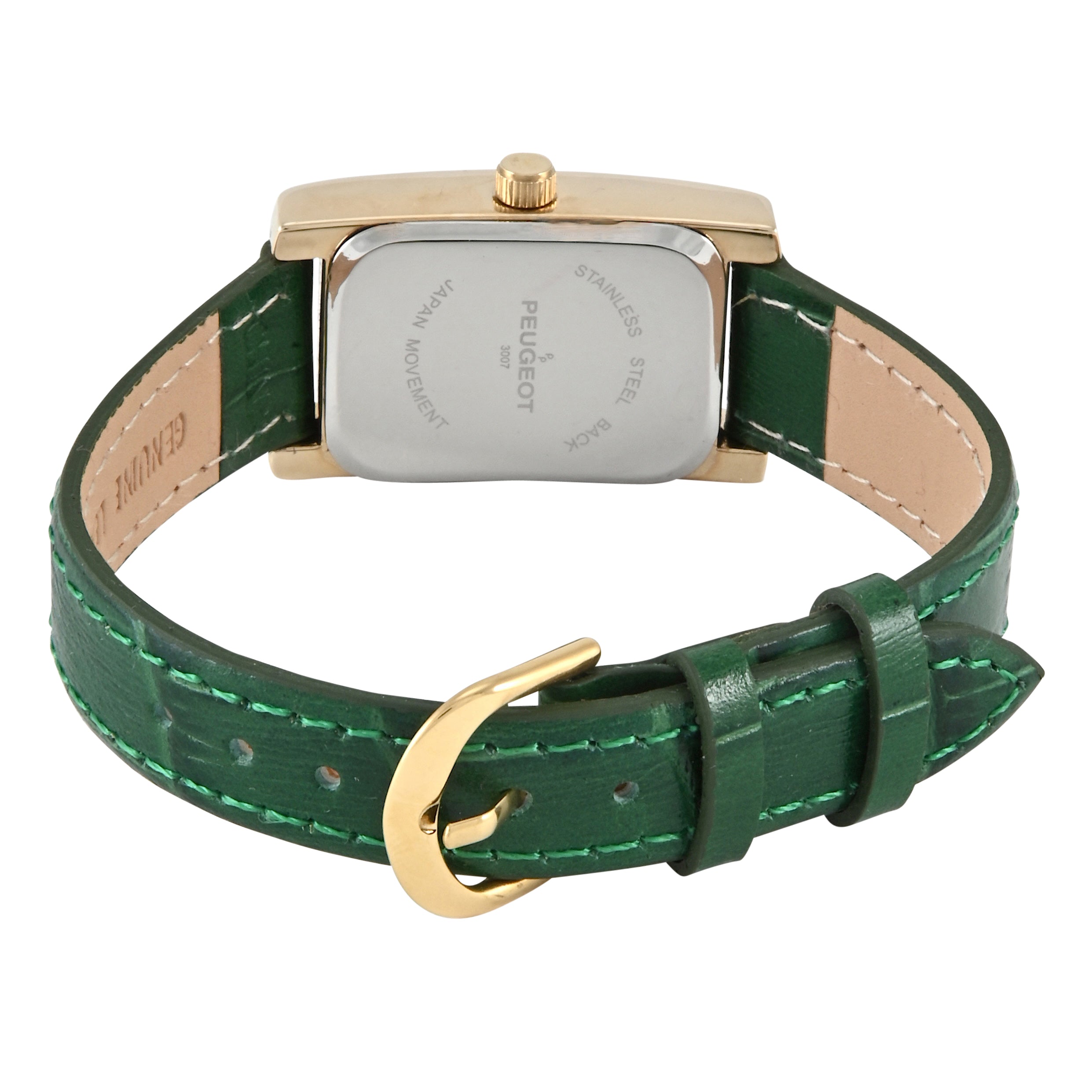 Women's 34x20mm Contour Dress Watch Green Leather Strap
