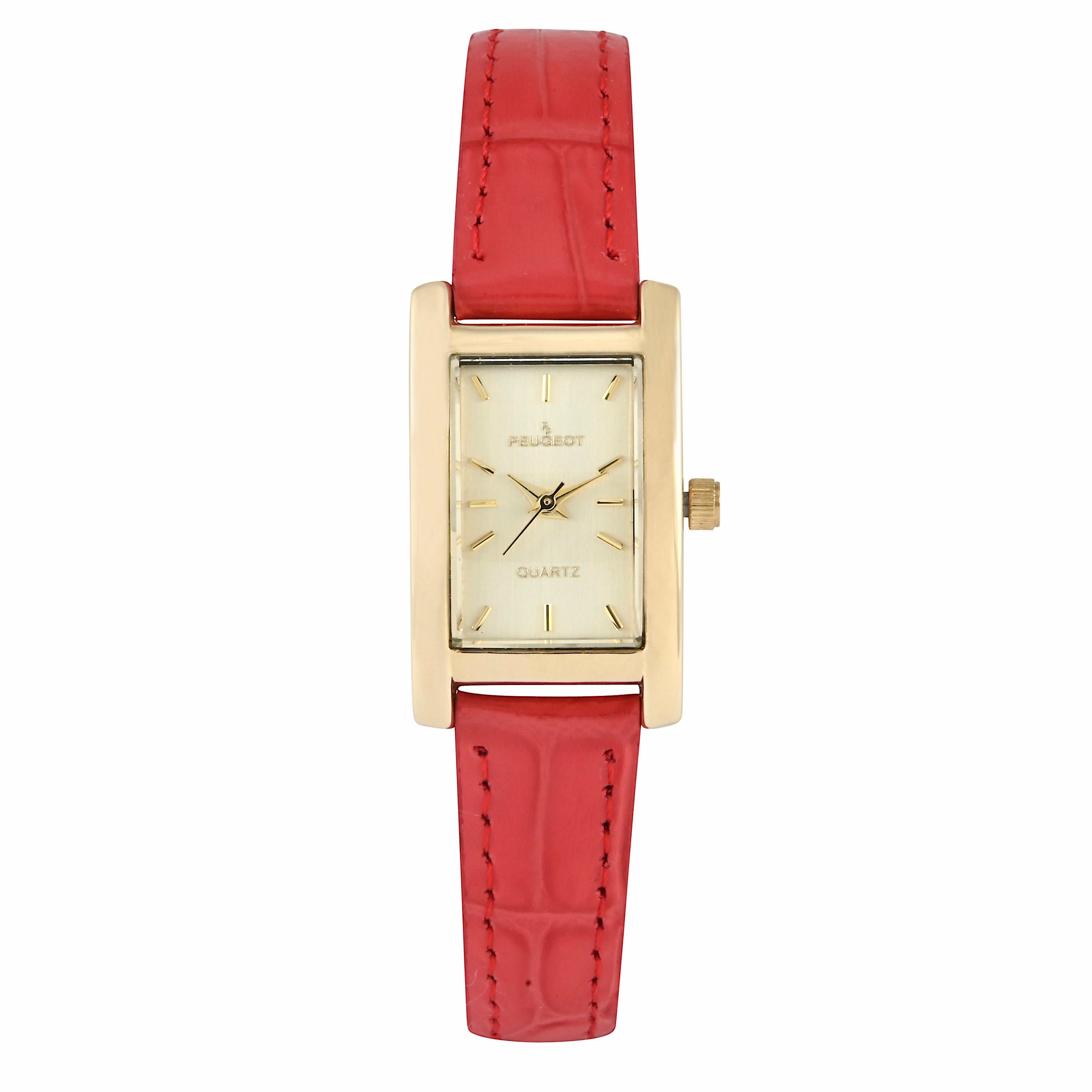 Women's 34x20mm Contour Dress Watch Red Leather Strap