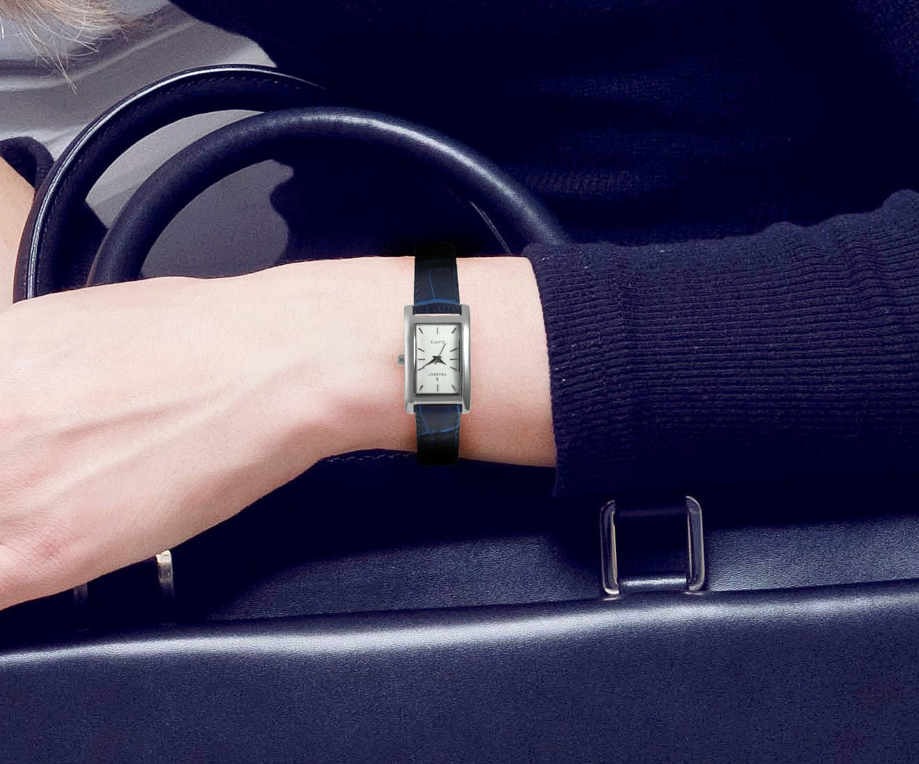 Women's Watch 34x20mm Contour Dress Blue Leather Strap