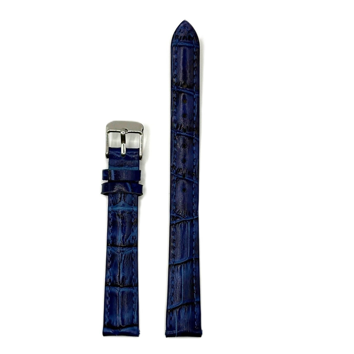 Women's Blue Croc Embossed Leather Strap- Silver Buckle | 14MM