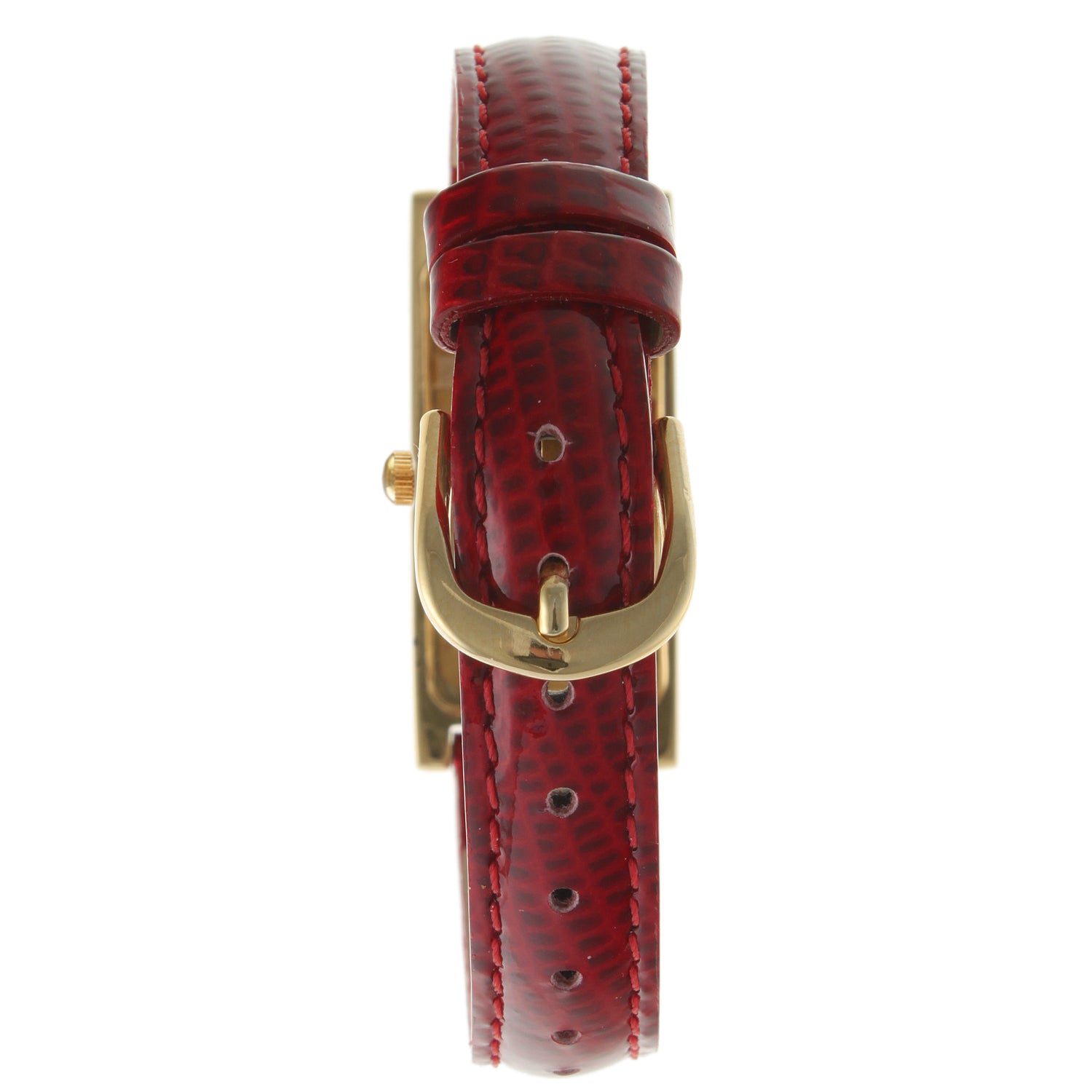 Women's 35x18mm Watch Glossy Red Leather Strap