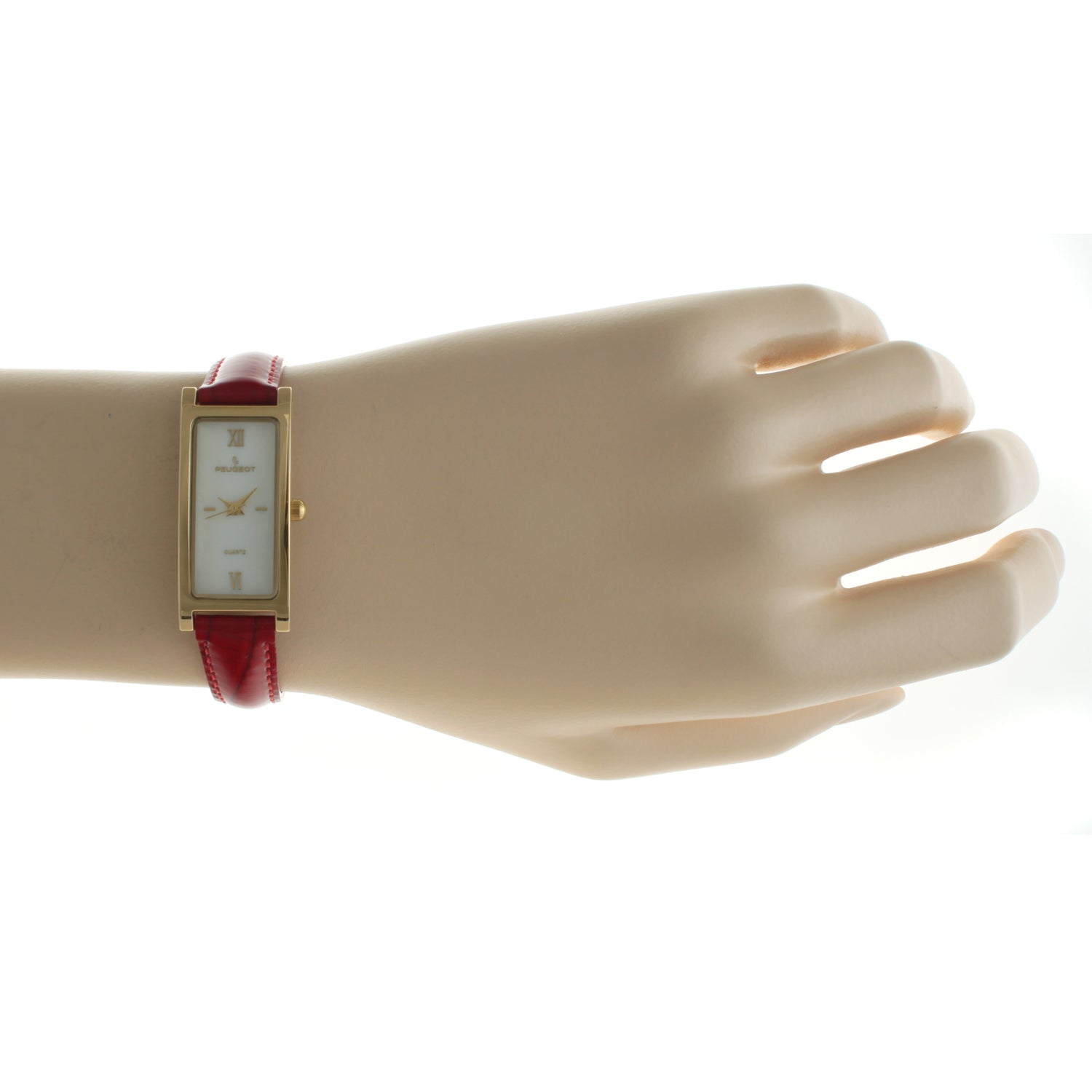 Women's 35x18mm Watch Glossy Red Leather Strap
