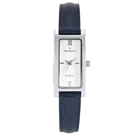 Peugeot Womens 36x18mm Silver Dial Watch with Glossy Blue 