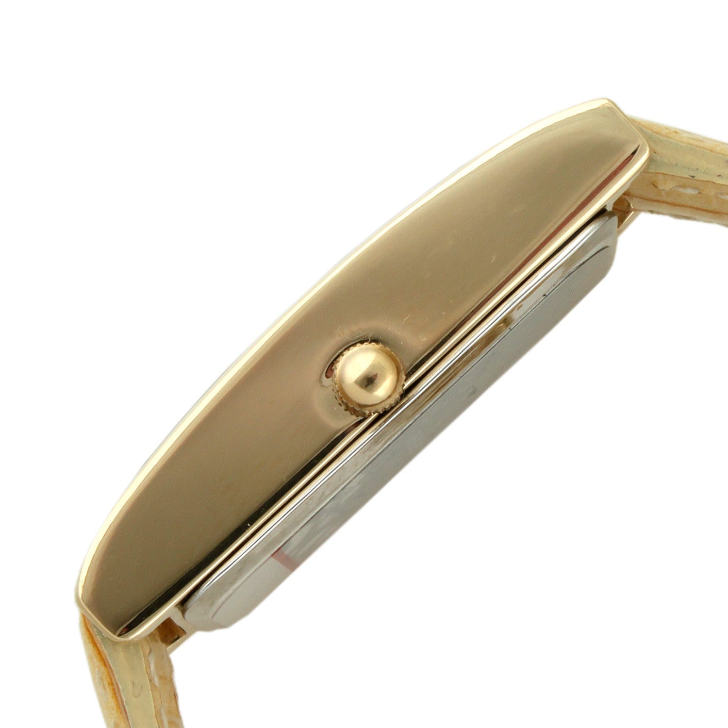 Women 35x18mm Watch Glossy Tan Leather Strap
